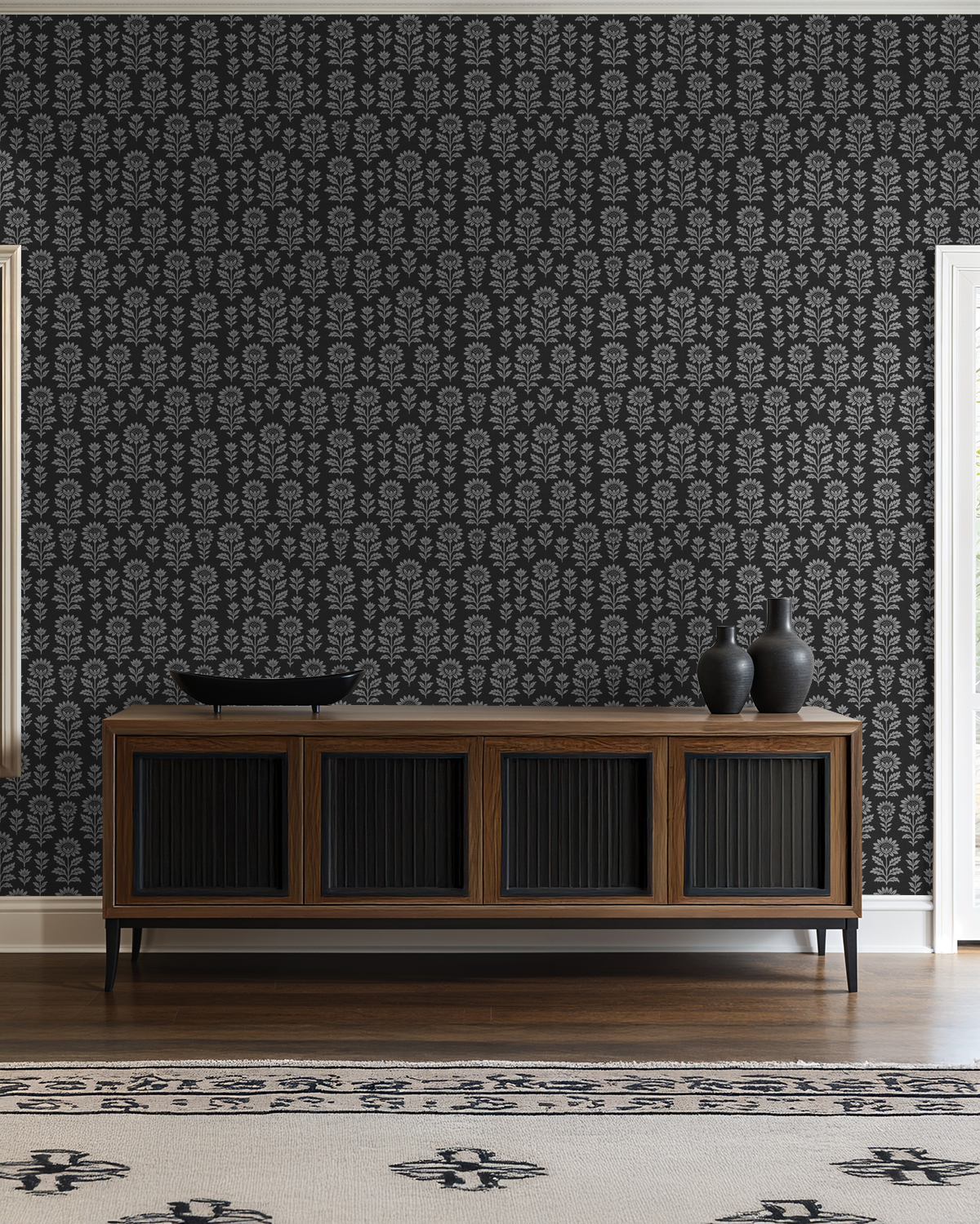 Bloom Floral (Gray) Wallpaper