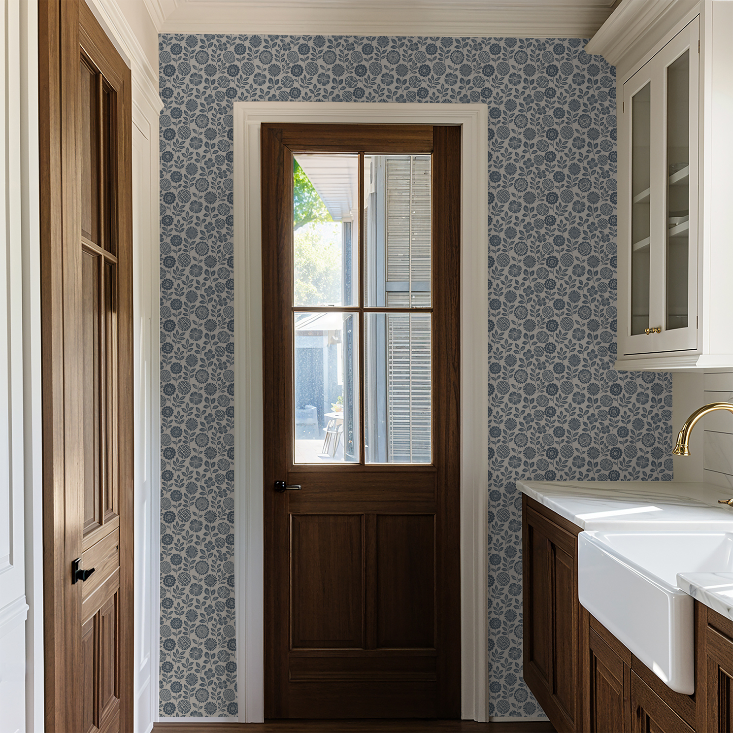 Folkflower (Blue) Wallpaper