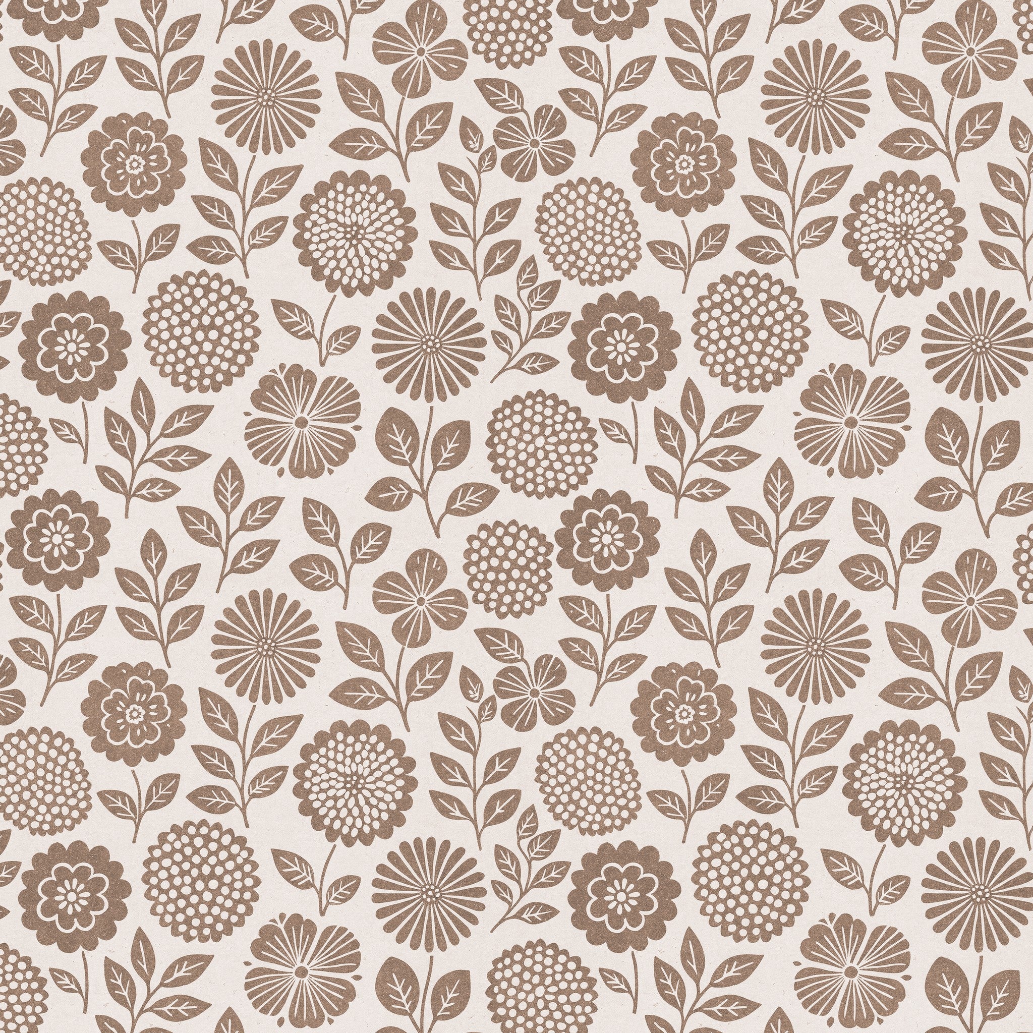 Folkflower (Brown) Wallpaper