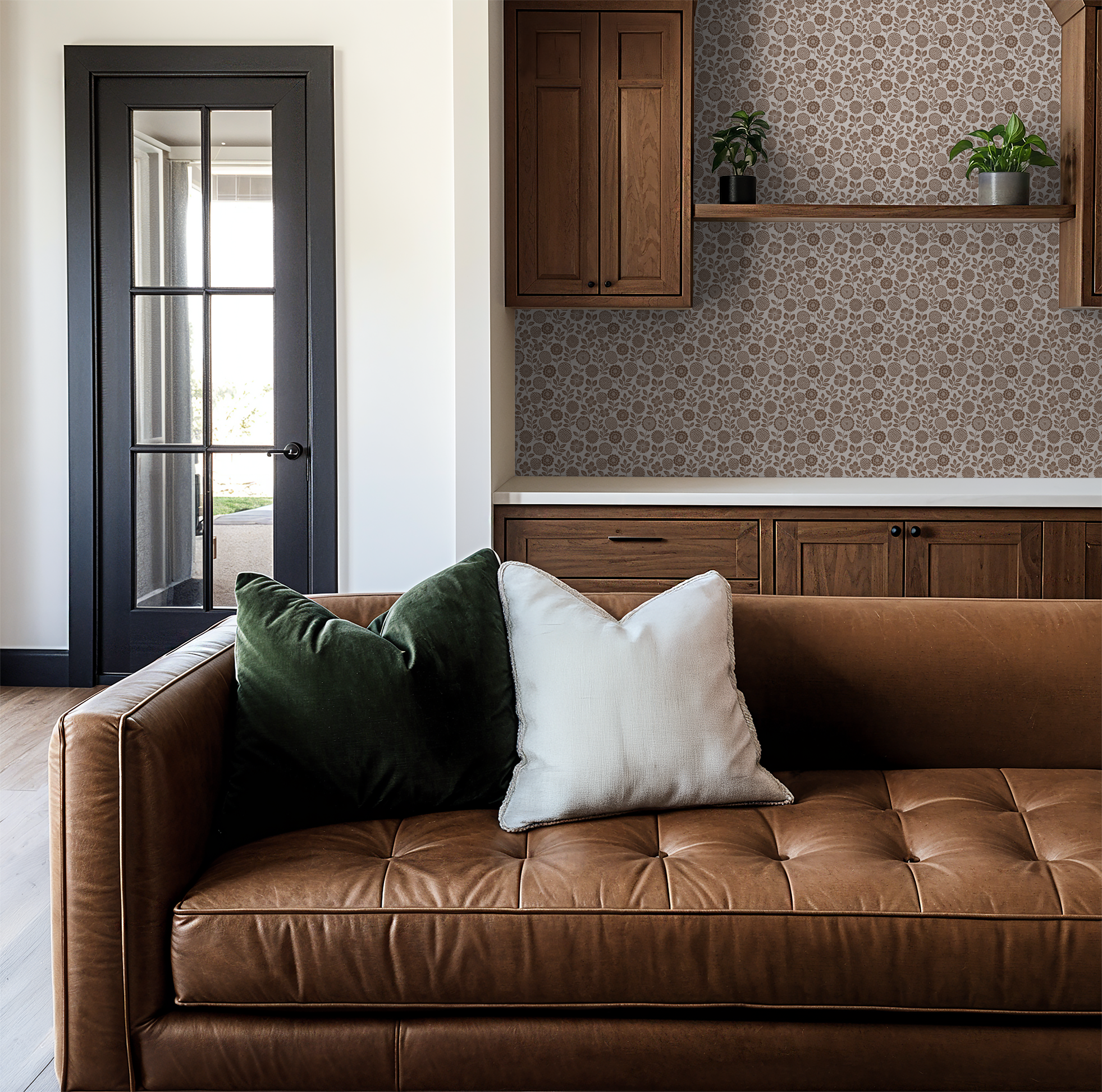 Folkflower (Brown) Wallpaper