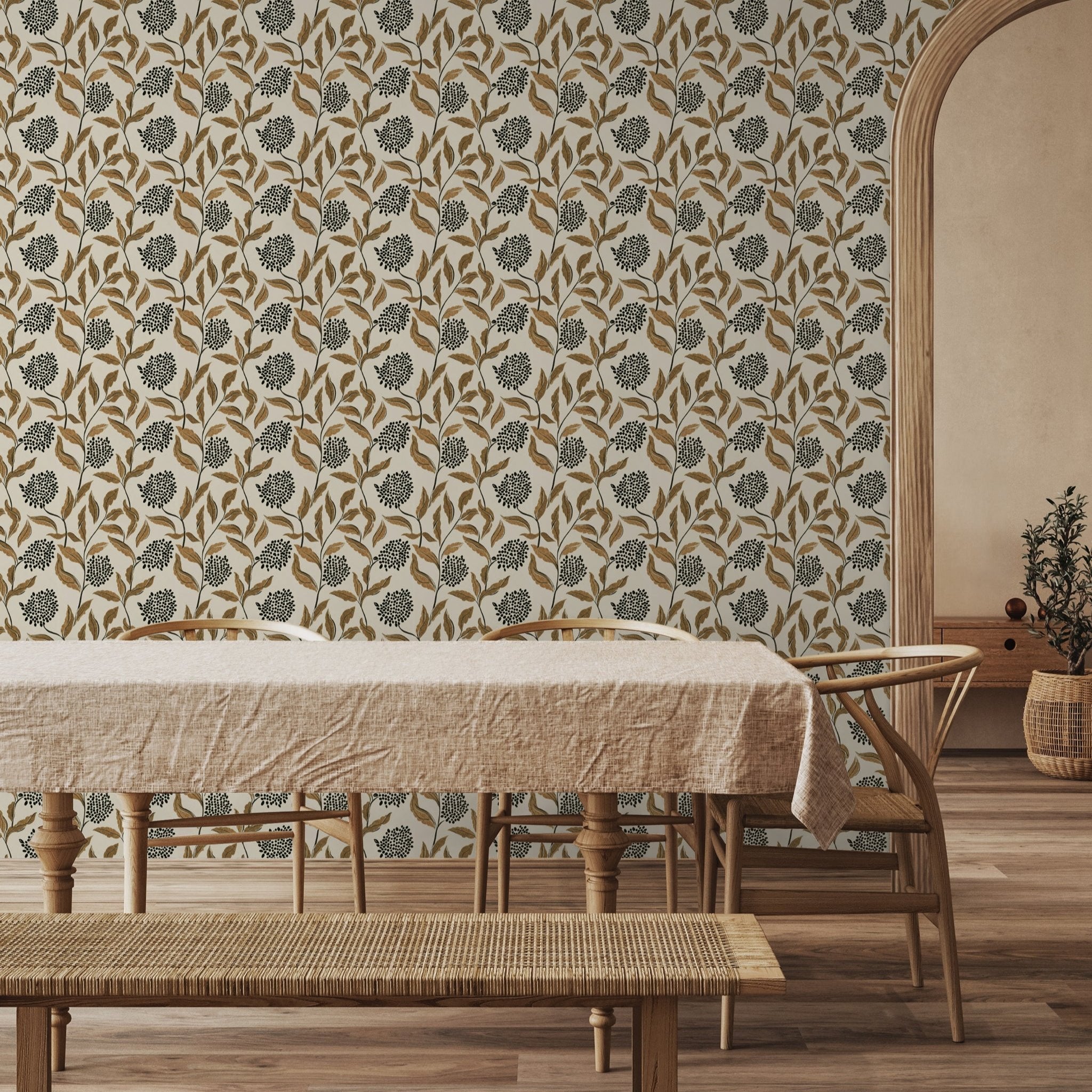 Peaceful Botanical Wallpaper - 4 FT H X 13 FT W Peel and Stick
