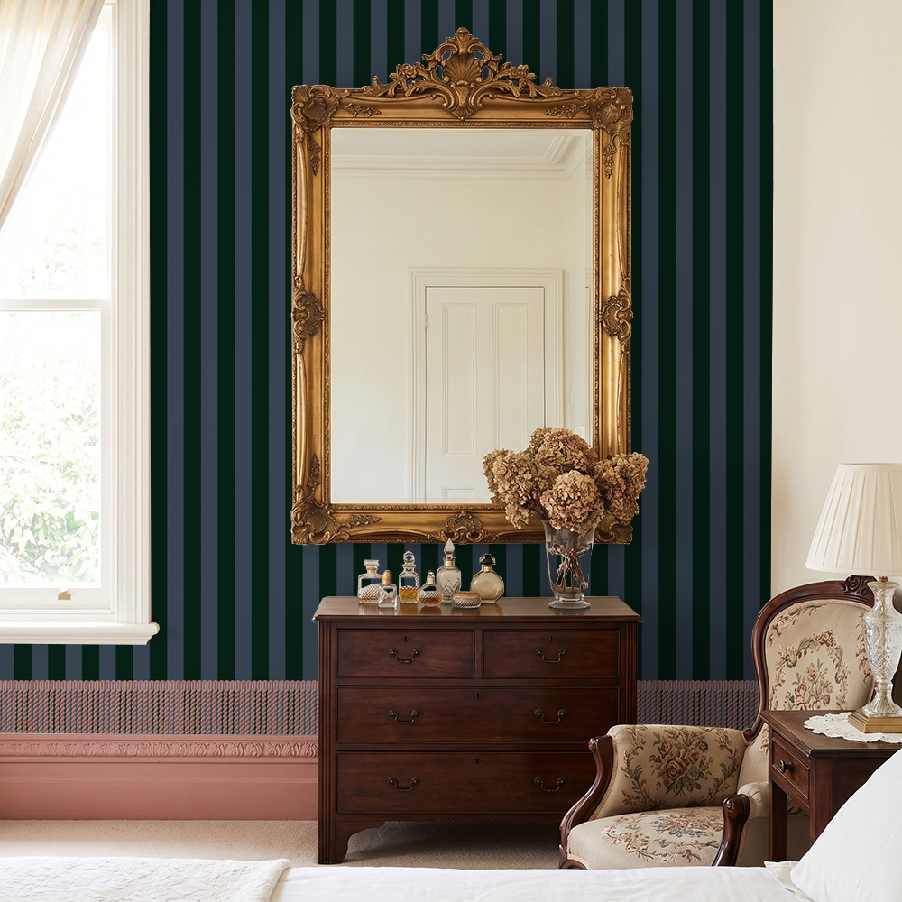 Bullion Stripe (Forest) Wallpaper