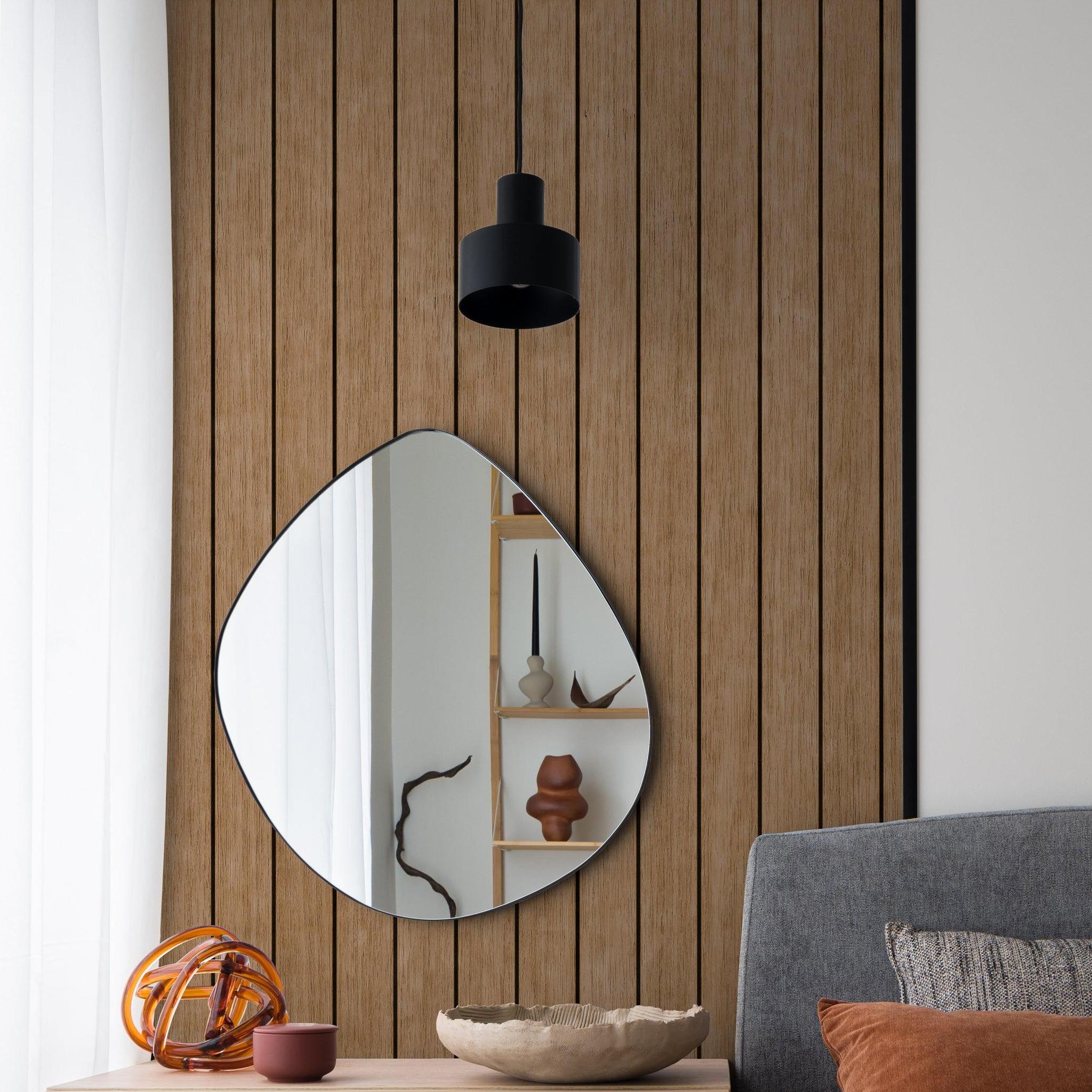 Lockwood Wallpaper by Wall Blush SG02 in modern bedroom with wooden accent wall and contemporary decor.