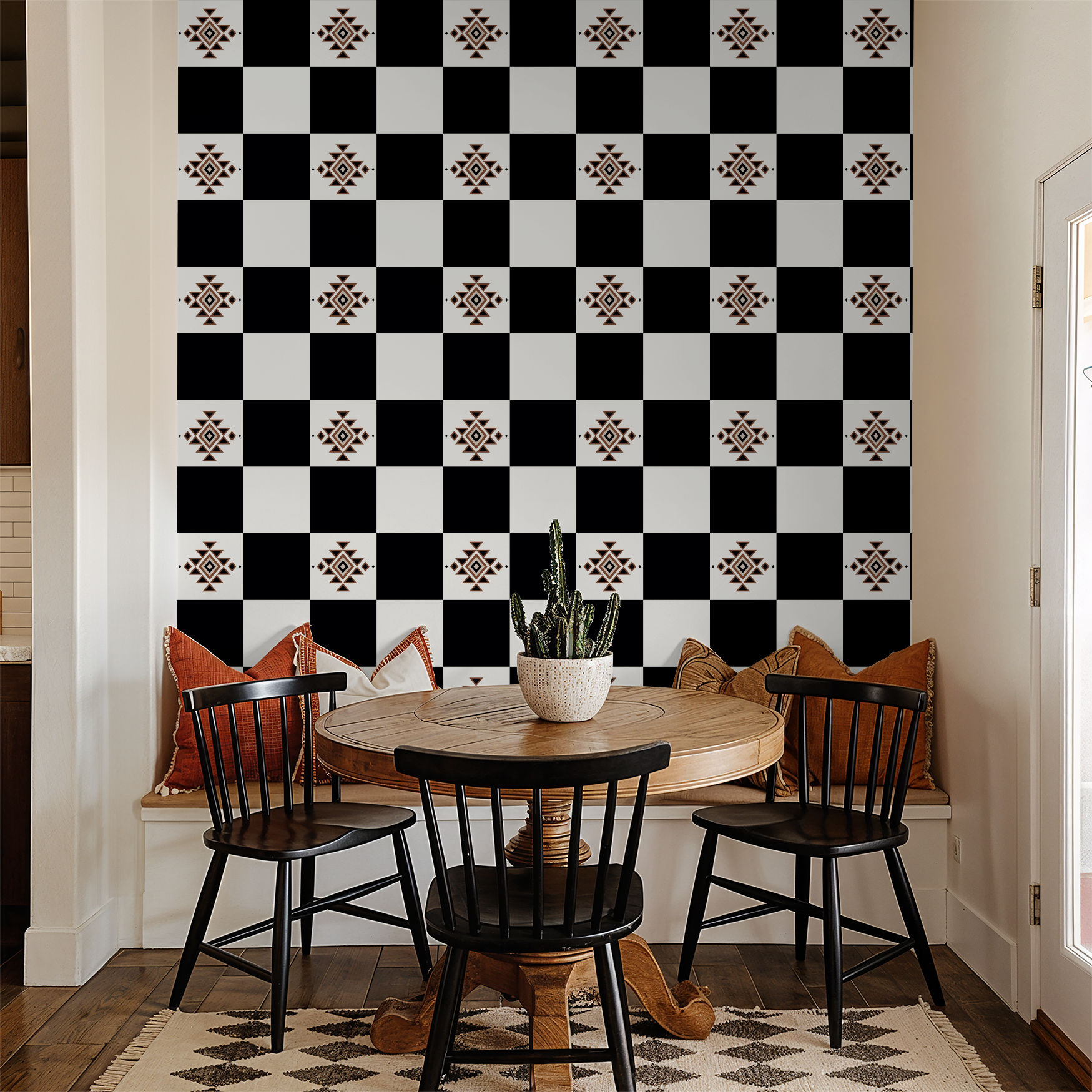 Western Checker (Black and Red) Wallpaper