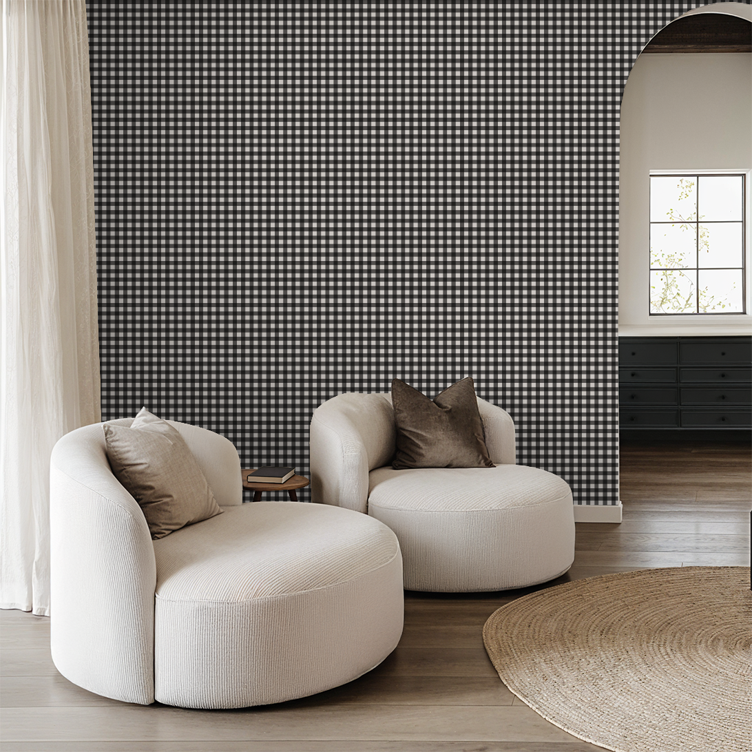 Willowside Gingham (Black) Wallpaper
