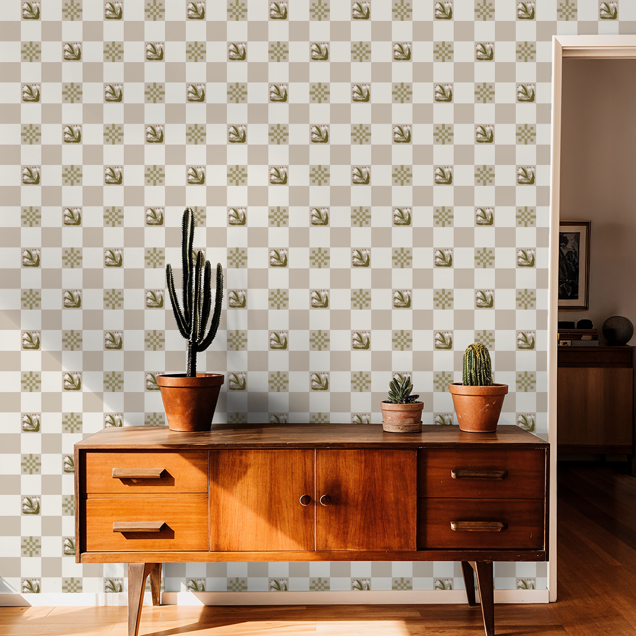 The Wild Check Amen (Tan) Wallpaper
