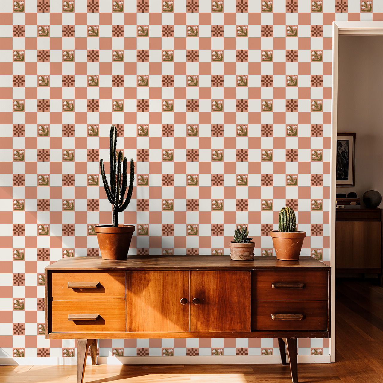 The Wild Check Amen (Pink) Wallpaper
