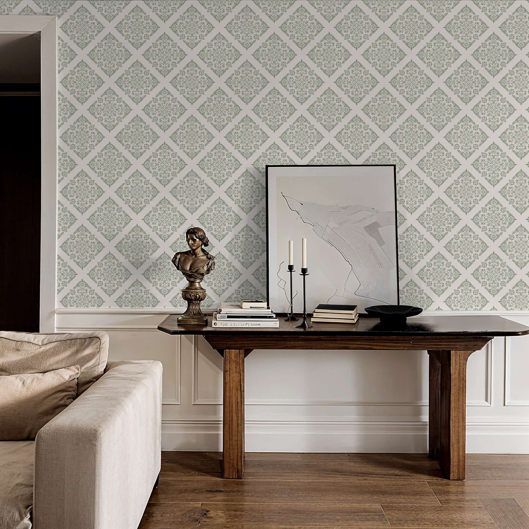 Thrifted Meadow (Sage) Wallpaper