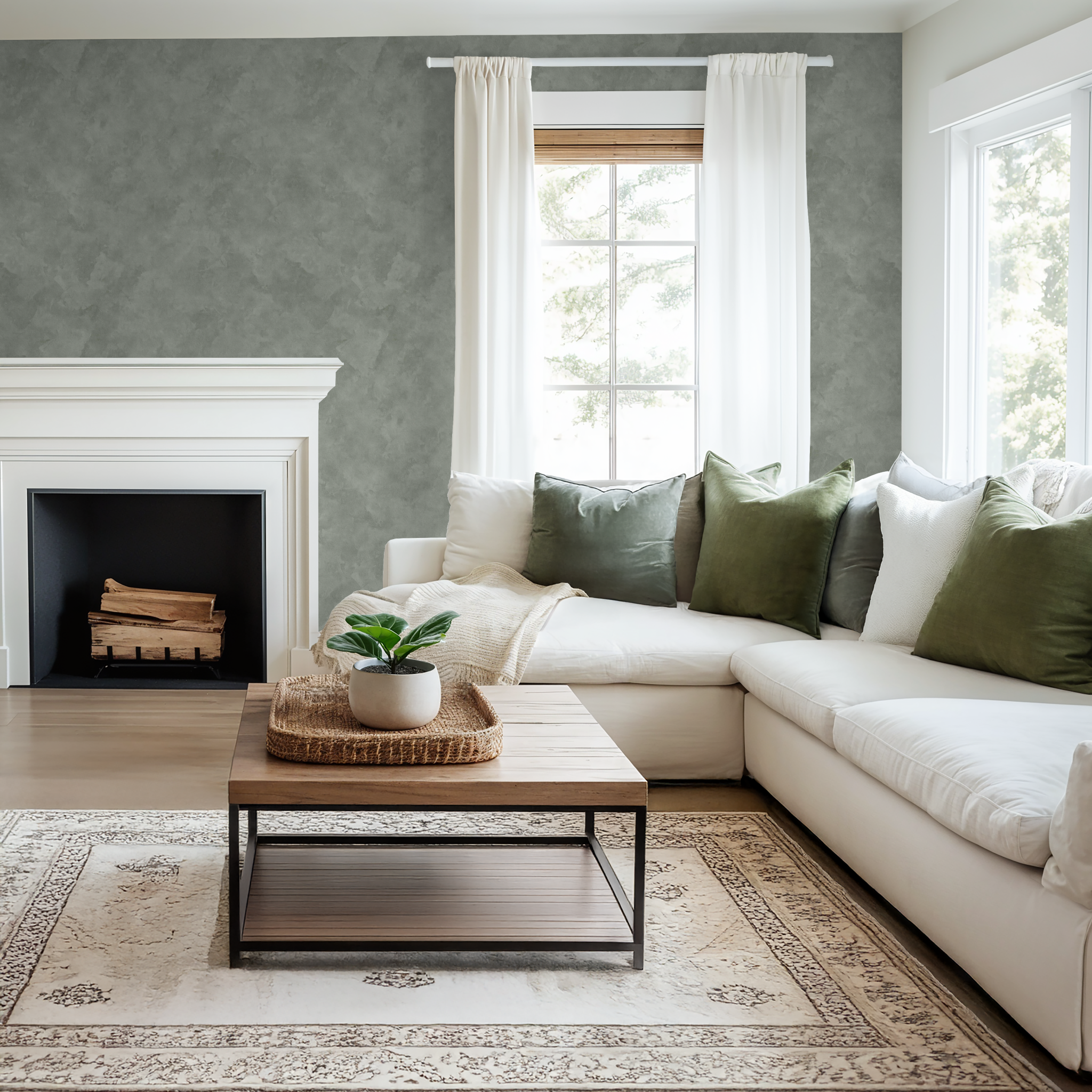 Roman Clay (Green) Wallpaper