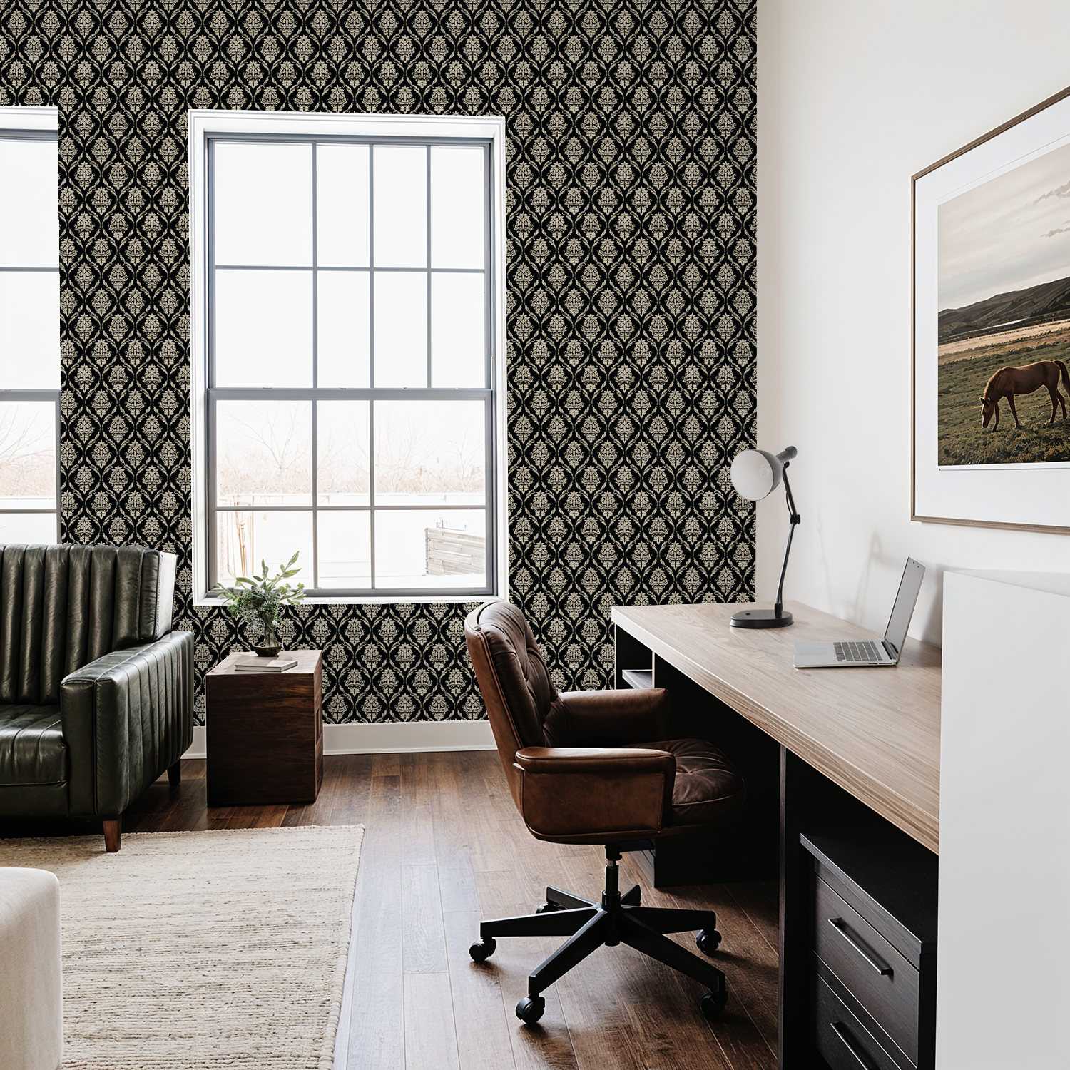 Farmhouse Revival (Black) Wallpaper