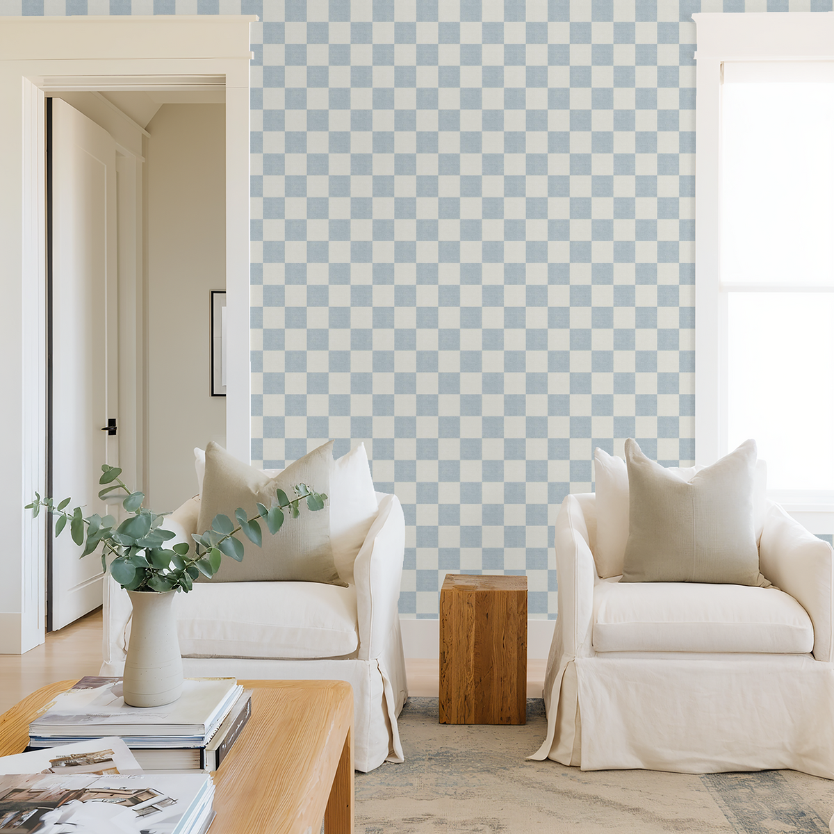 Woven Check (Blue) Wallpaper wallpaper photo 2