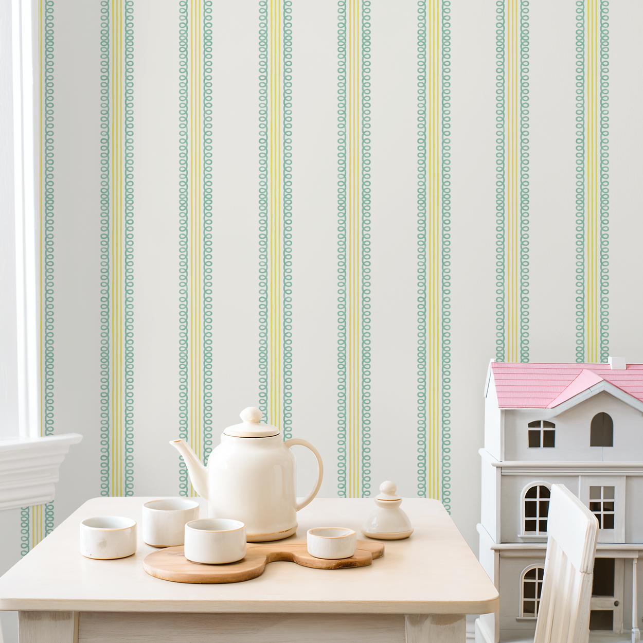 Veda (Teal and Yellow) Wallpaper