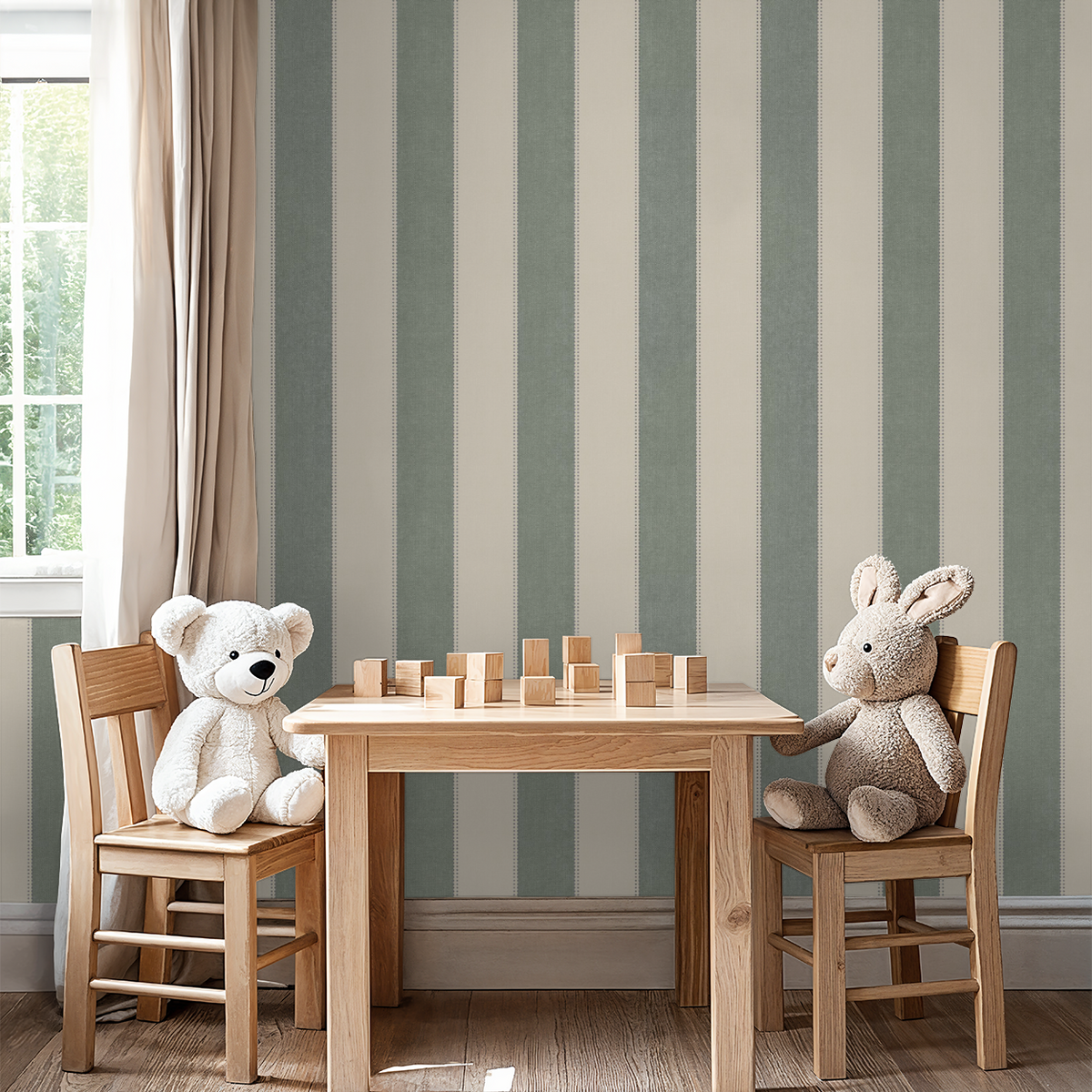 Amy (Green) Wallpaper - 6 FT H X 12 FT W Luxe Peel and Stick