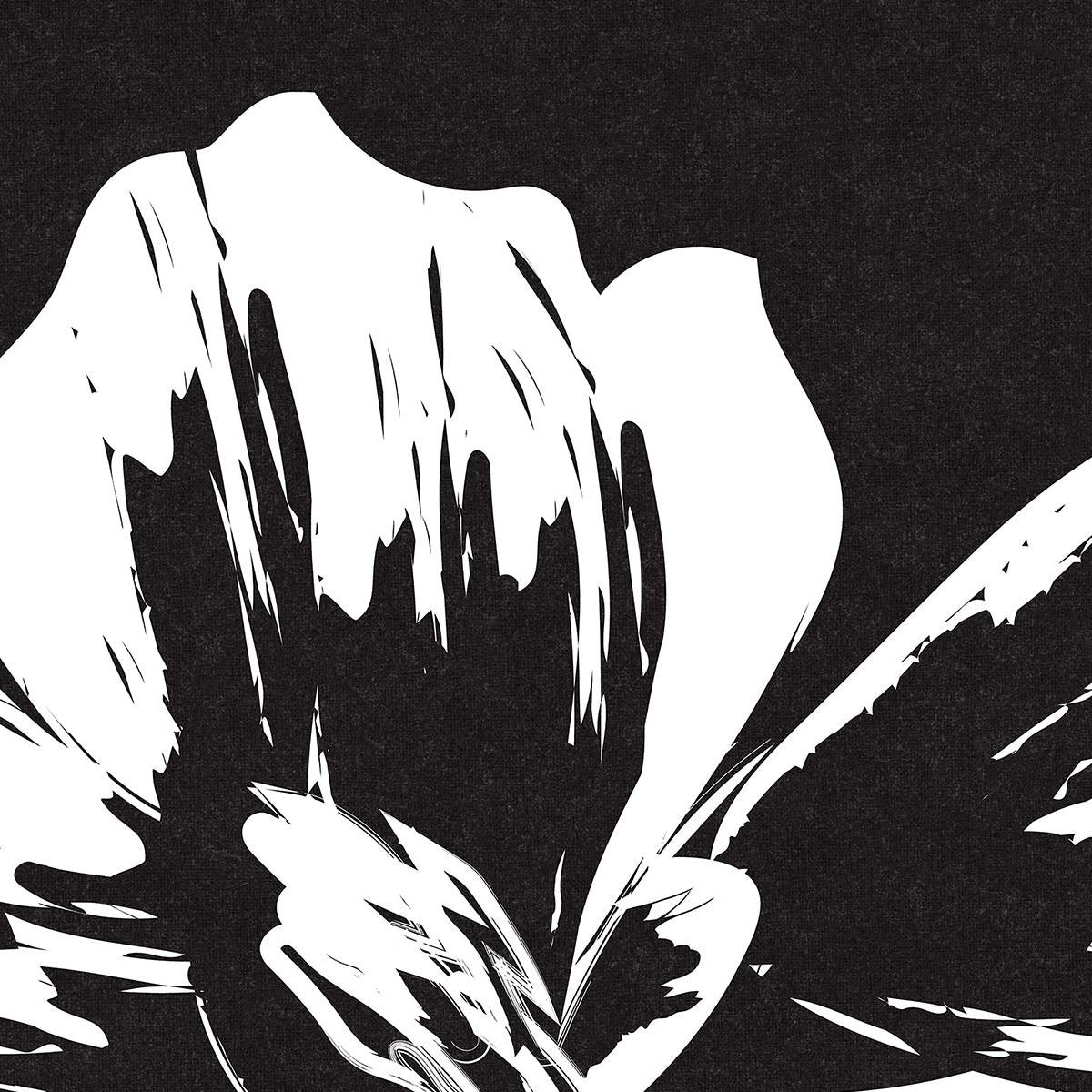 I'm sorry for the confusion, but the image provided does not display a room or the wallpaper in a home setting. Instead, it appears to be a black and white graphic design or illustration. If you have another image that shows the product in a room, I would be happy to help you create an appropriate alt text for it. Please provide the correct image for analysis.