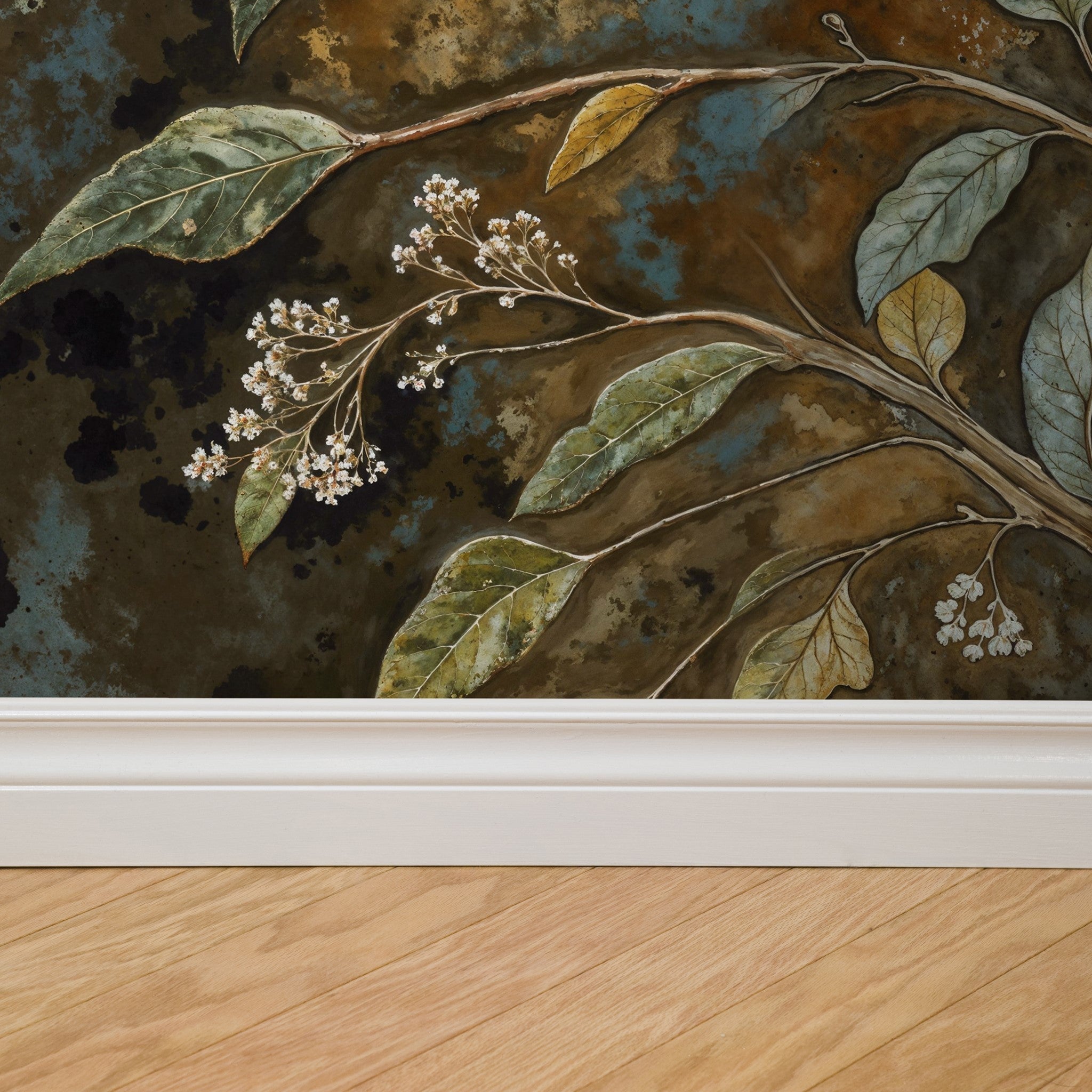 Copper Garden Wallpaper - 8 FT H X 15 FT W Traditional