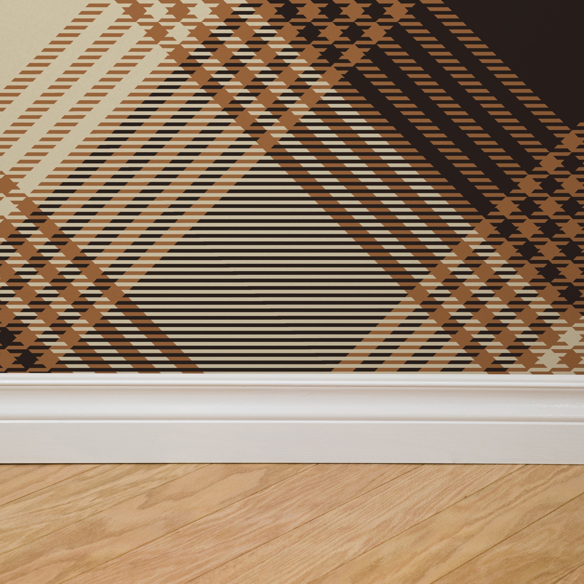 "Franklin Wallpaper by Wall Blush showcased in a modern room, emphasizing stylish geometric pattern design on focal wall."