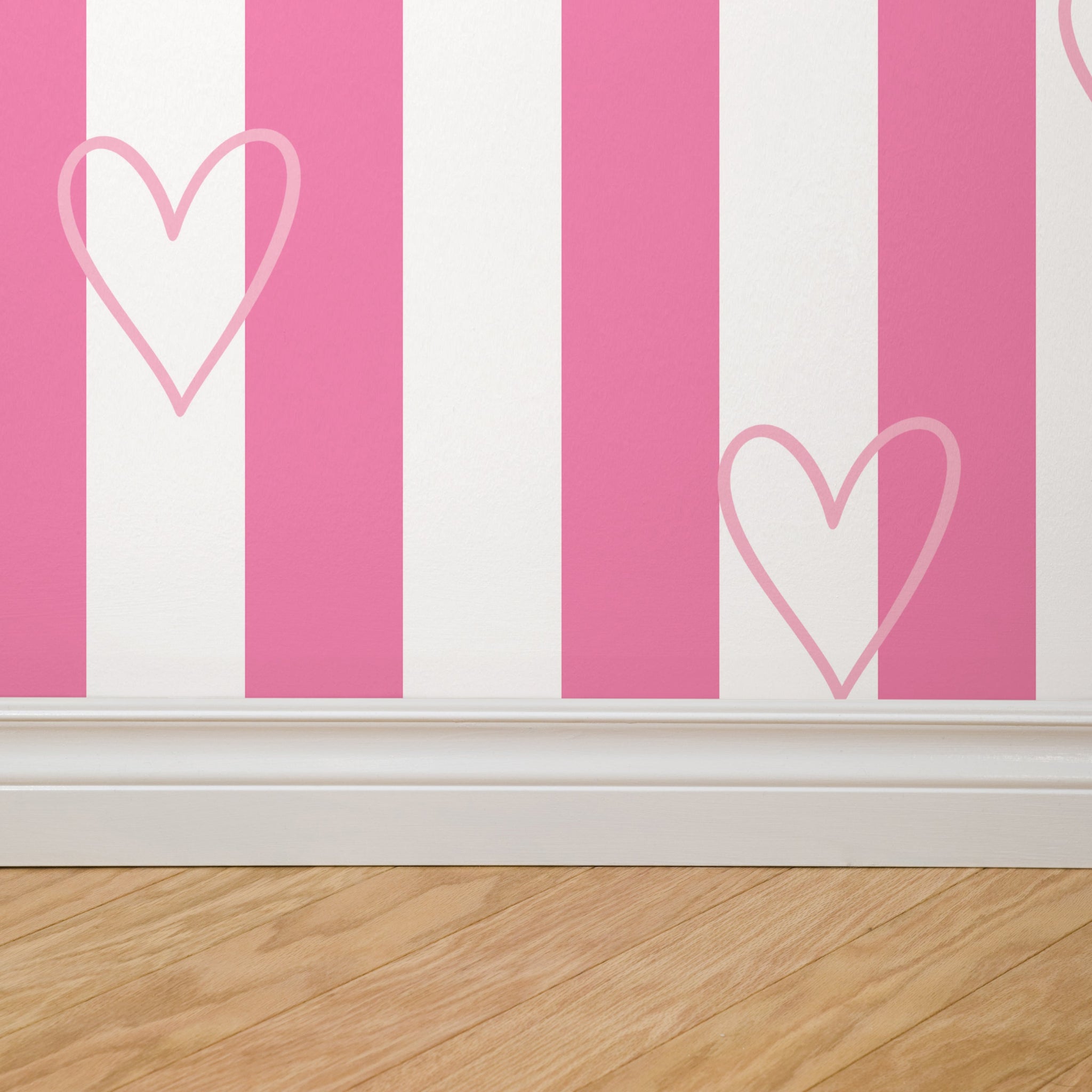 Candy Heart Stripes Wallpaper