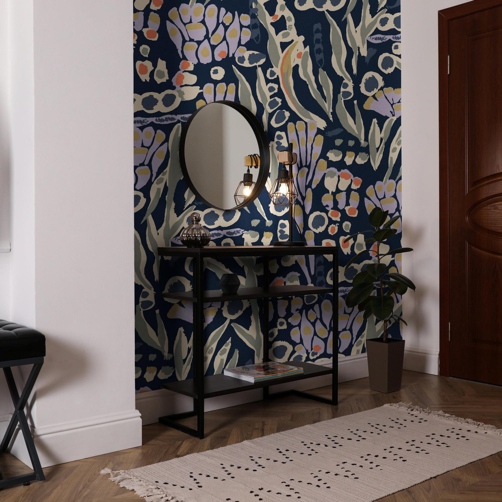 Wall Blush SG02 Bindi Wallpaper accentuating a modern entryway, with focus on pattern and colors.