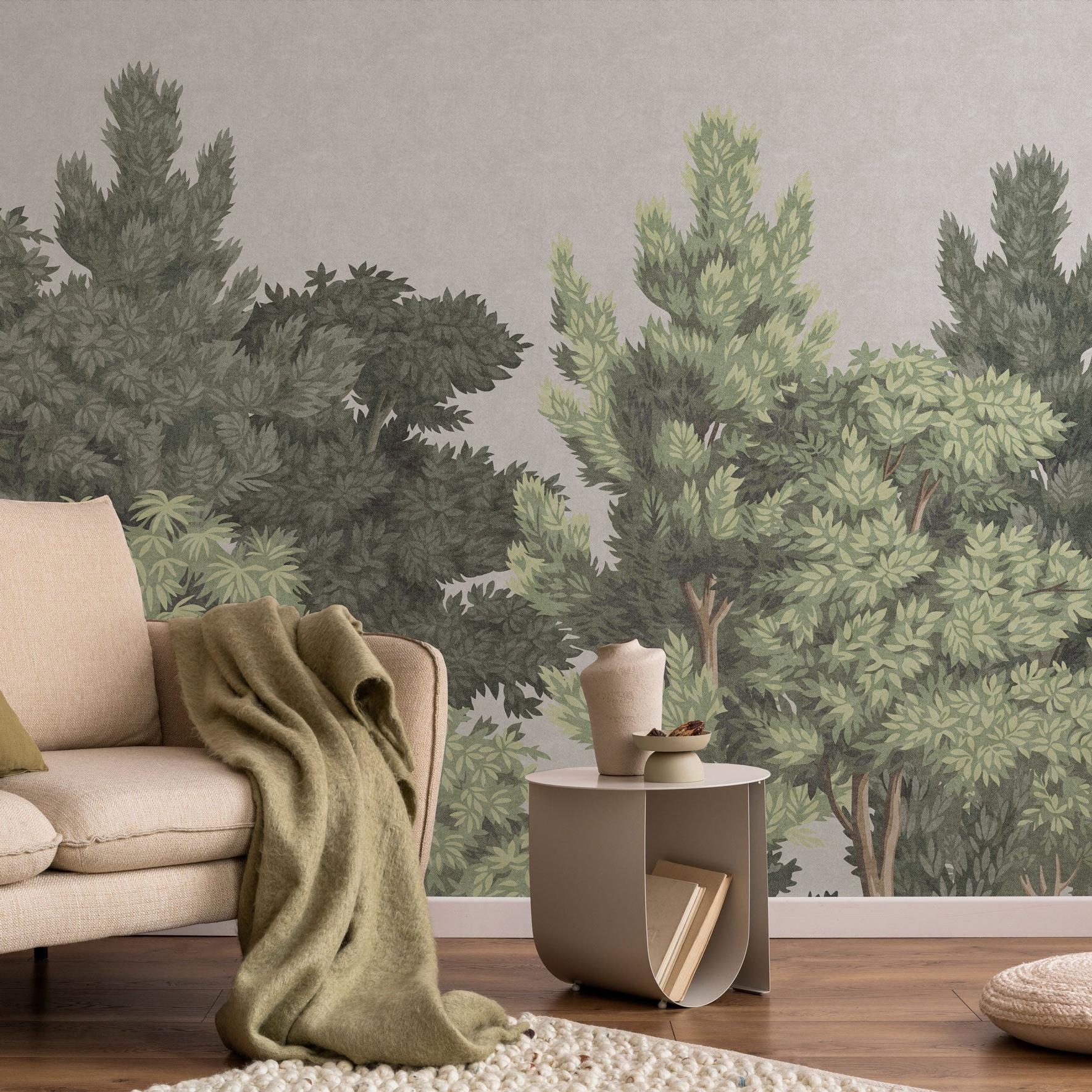 Central Park Wallpaper by Wall Blush SG02 in a cozy living room with chic sofa and decor.