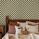 Brenton's Checkered Tulip (Green) Wallpaper - 8 FT H X 12.5 FT W LUXE sample