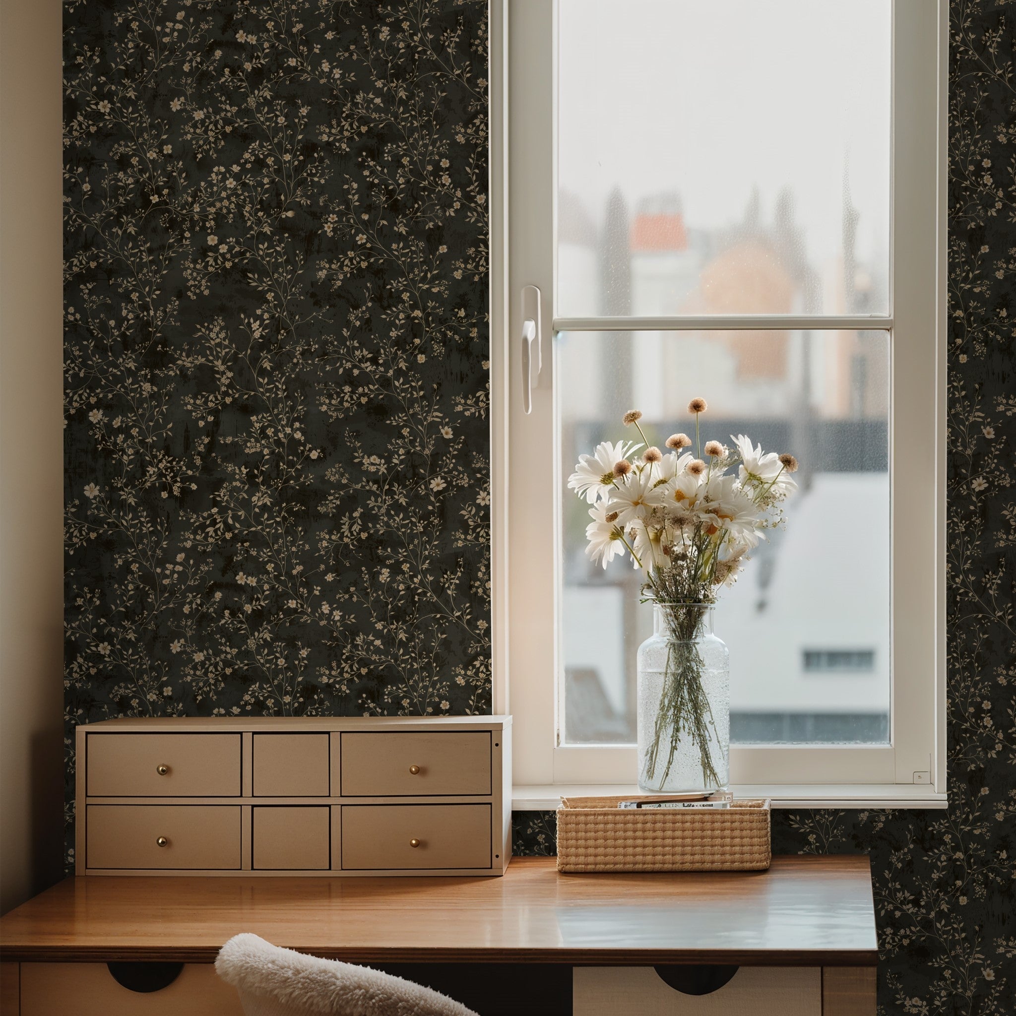 Enchanted Flora Wallpaper - 10 FT H X 11 FT W Peel and Stick