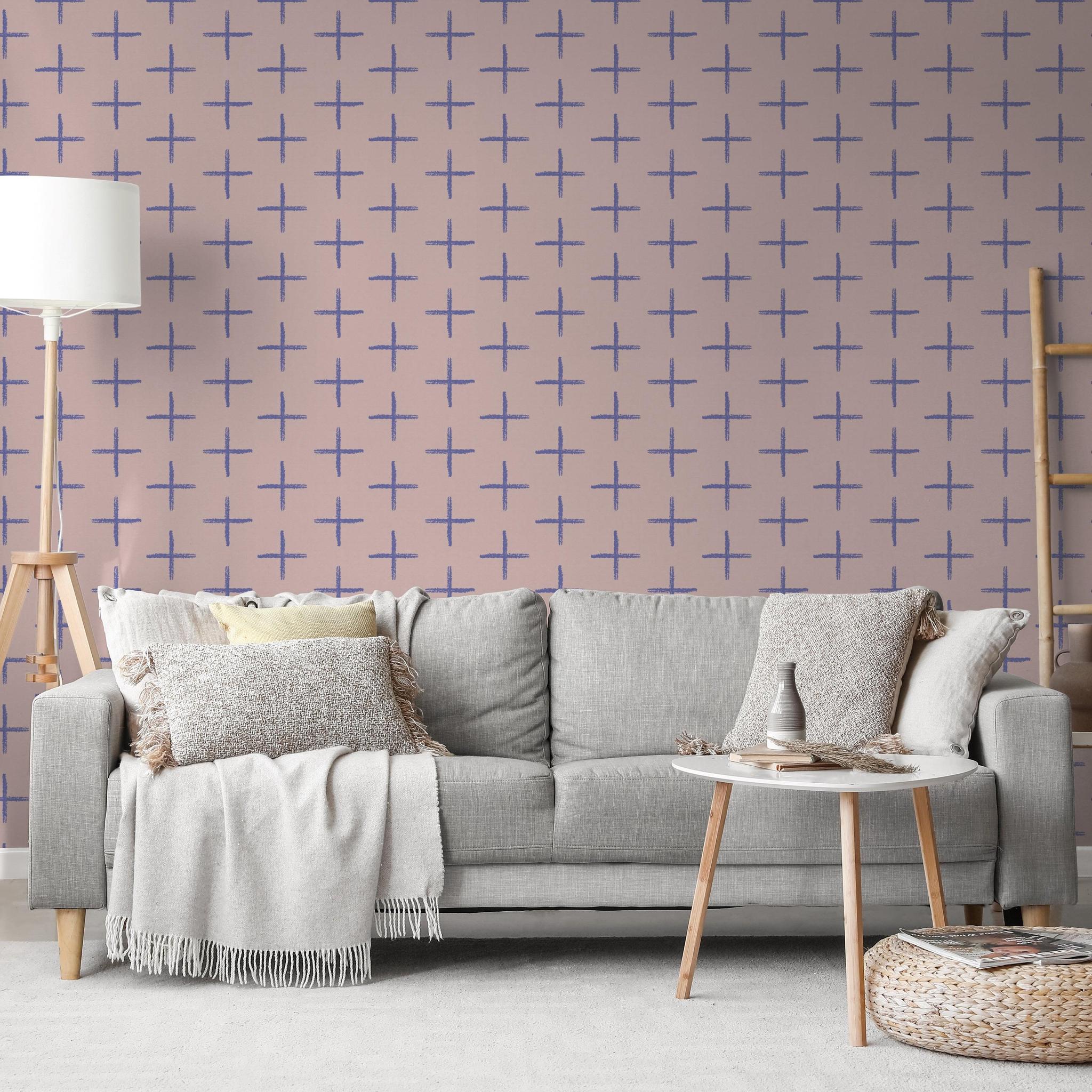 Elle Wallpaper by Wall Blush SG02 in stylish living room with modern furniture focused on design.