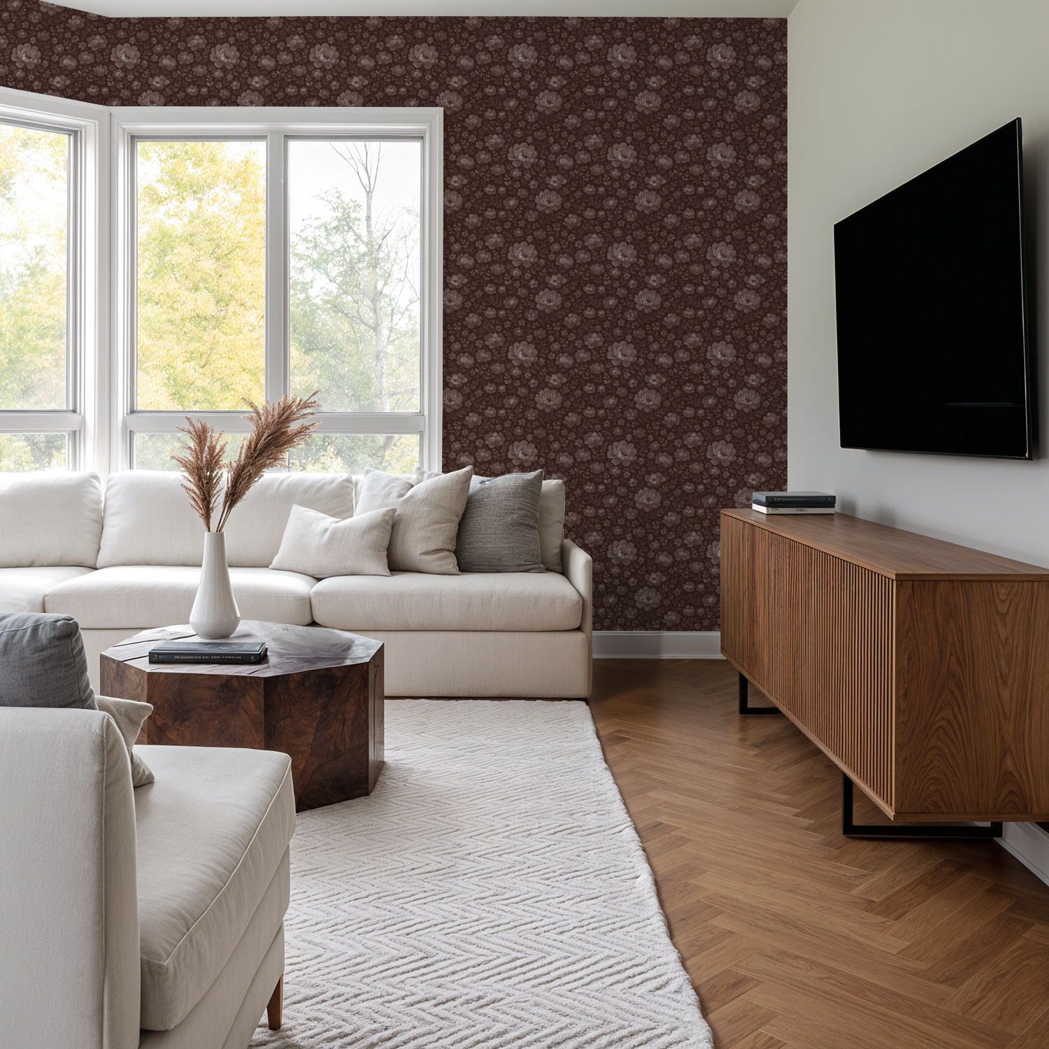 Floriola (Mauve) Wallpaper