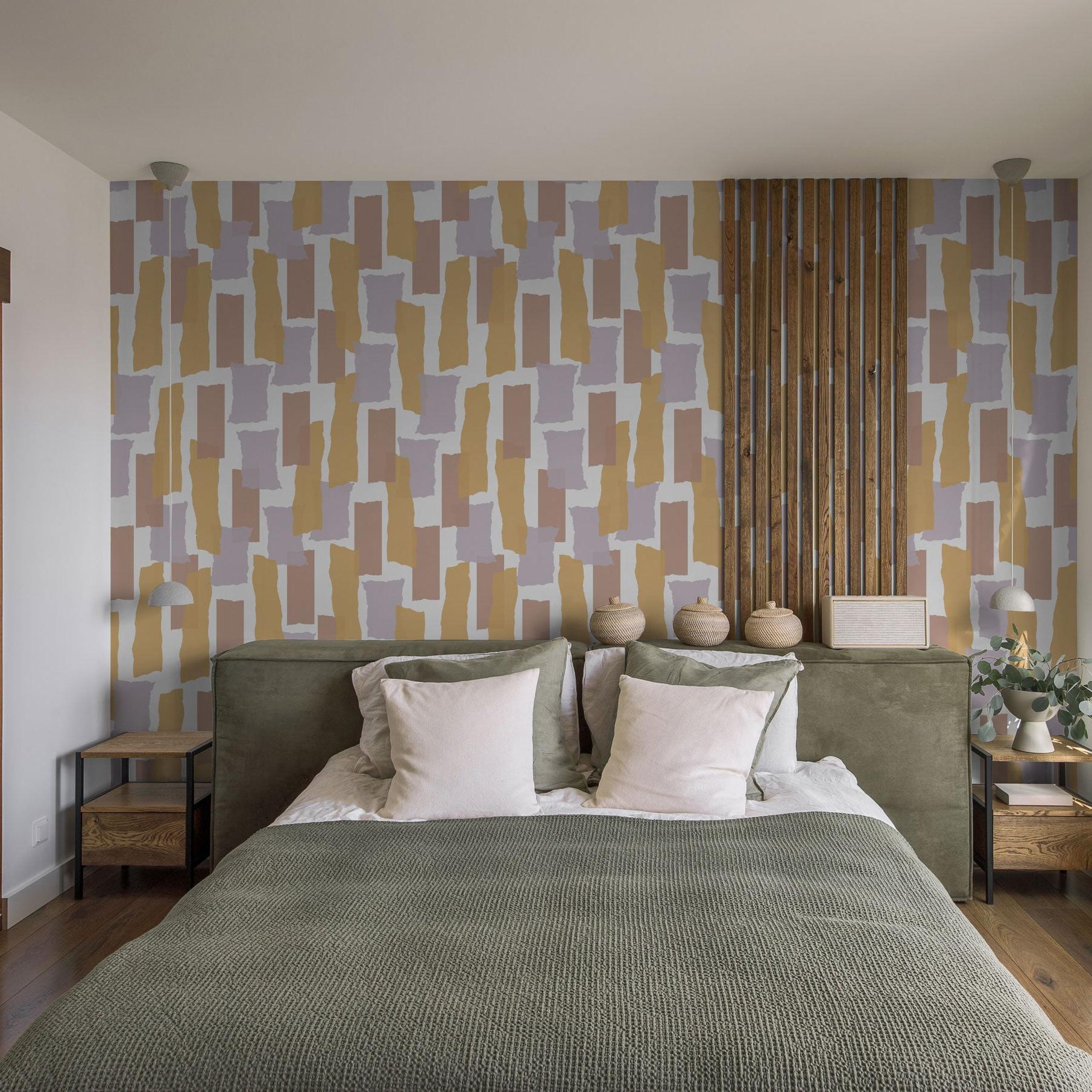 Love You to Pieces Wallpaper by Wall Blush SG02 featured in contemporary bedroom decor with focus on design.