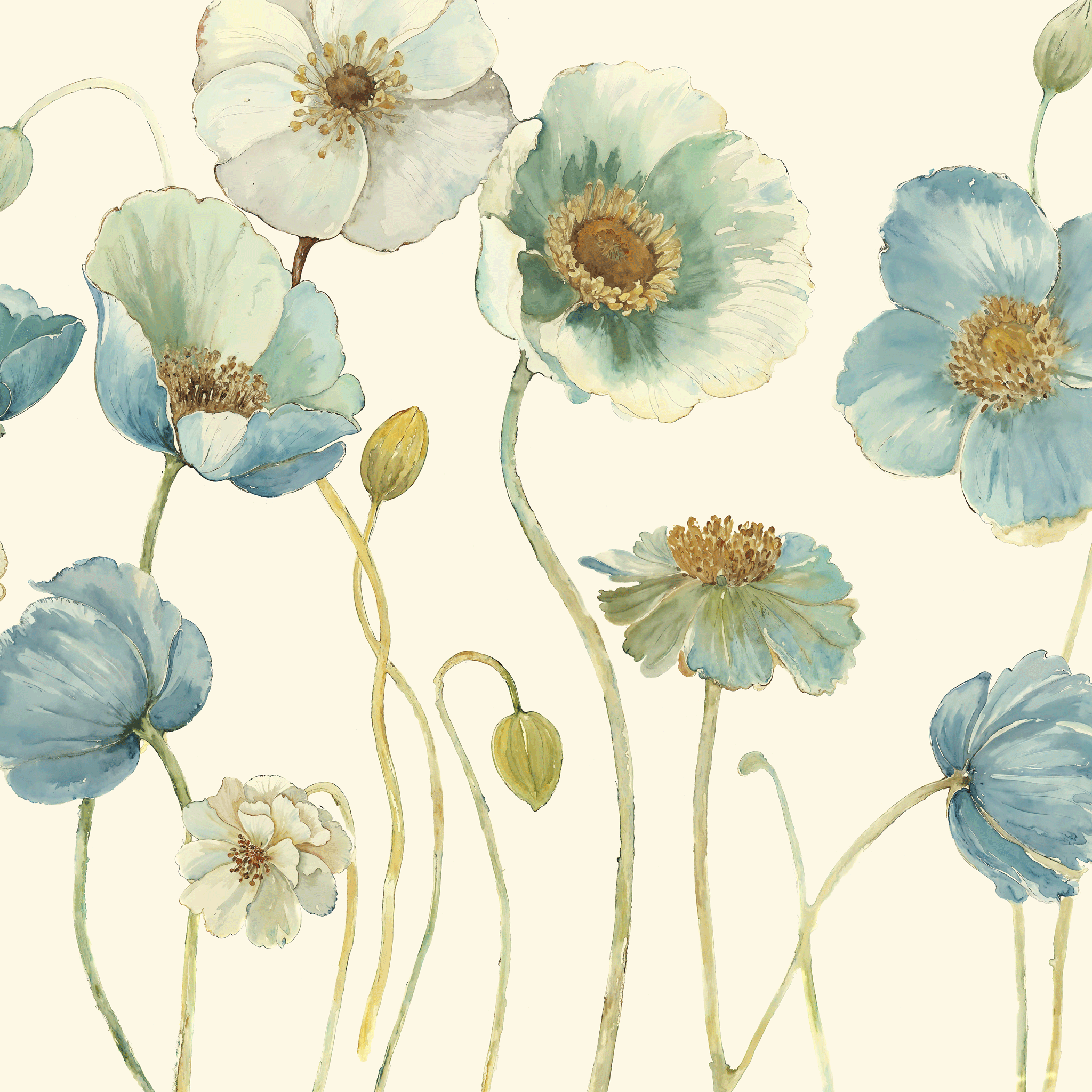 Alt text: "Elegant Wall Blush Meadow Whispers (Cream) Wallpaper showcasing floral design in a living space, enhancing room aesthetics."