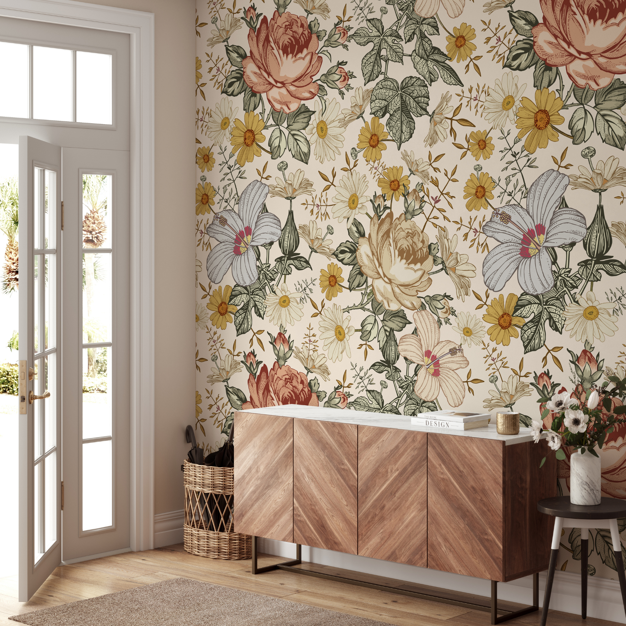 Mia (Cream) Wallpaper - 8 FT H X 25 FT W Luxe Peel and Stick