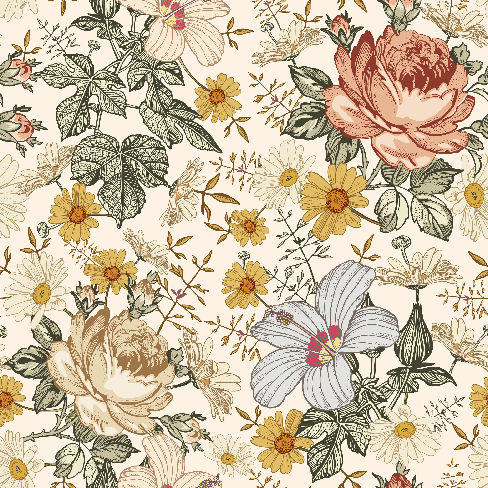 Mia (Cream) Wallpaper - 8 FT H X 25 FT W Luxe Peel and Stick