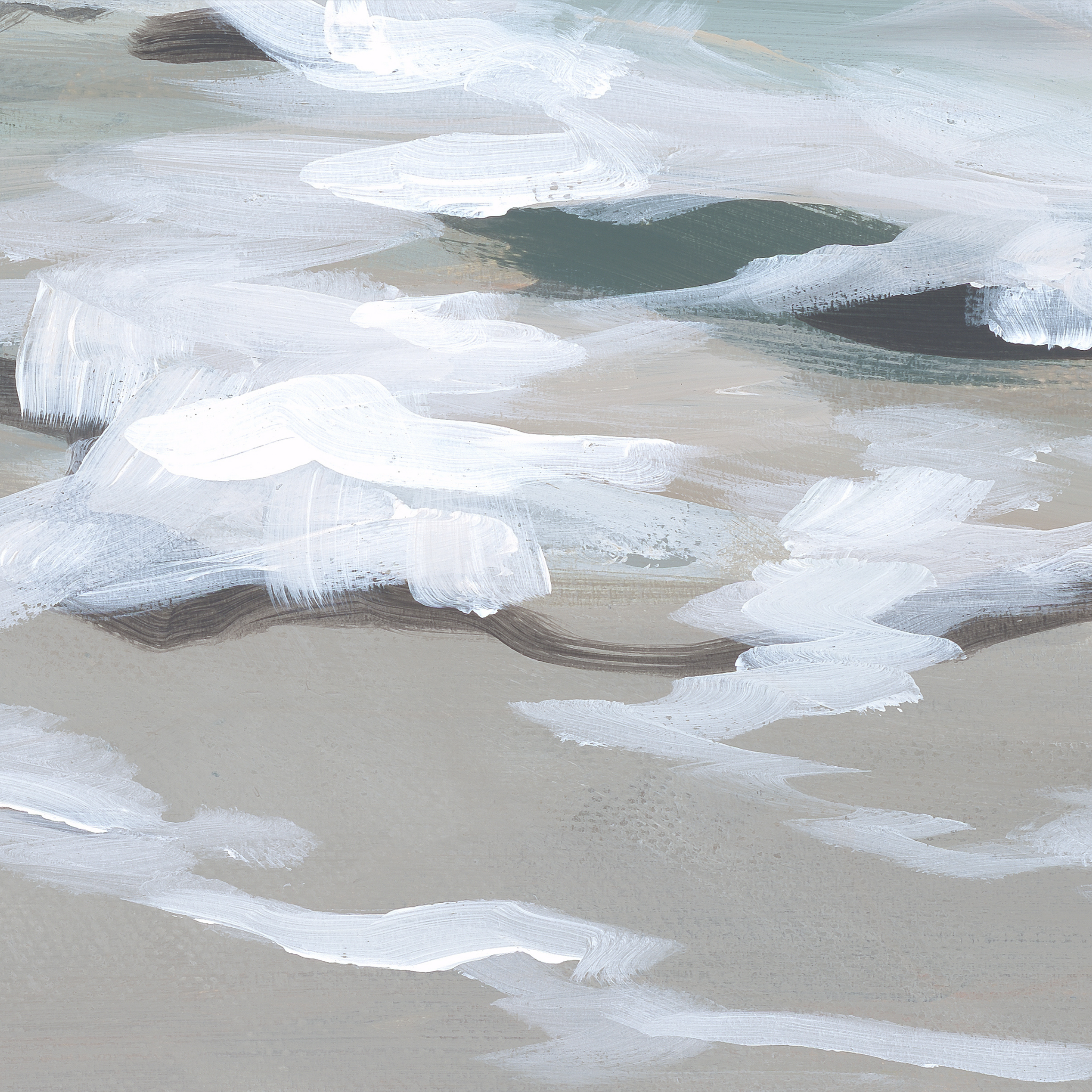 "Wall Blush's New Beginnings Wallpaper showcased in a modern styled bedroom with artistic brush strokes focus."