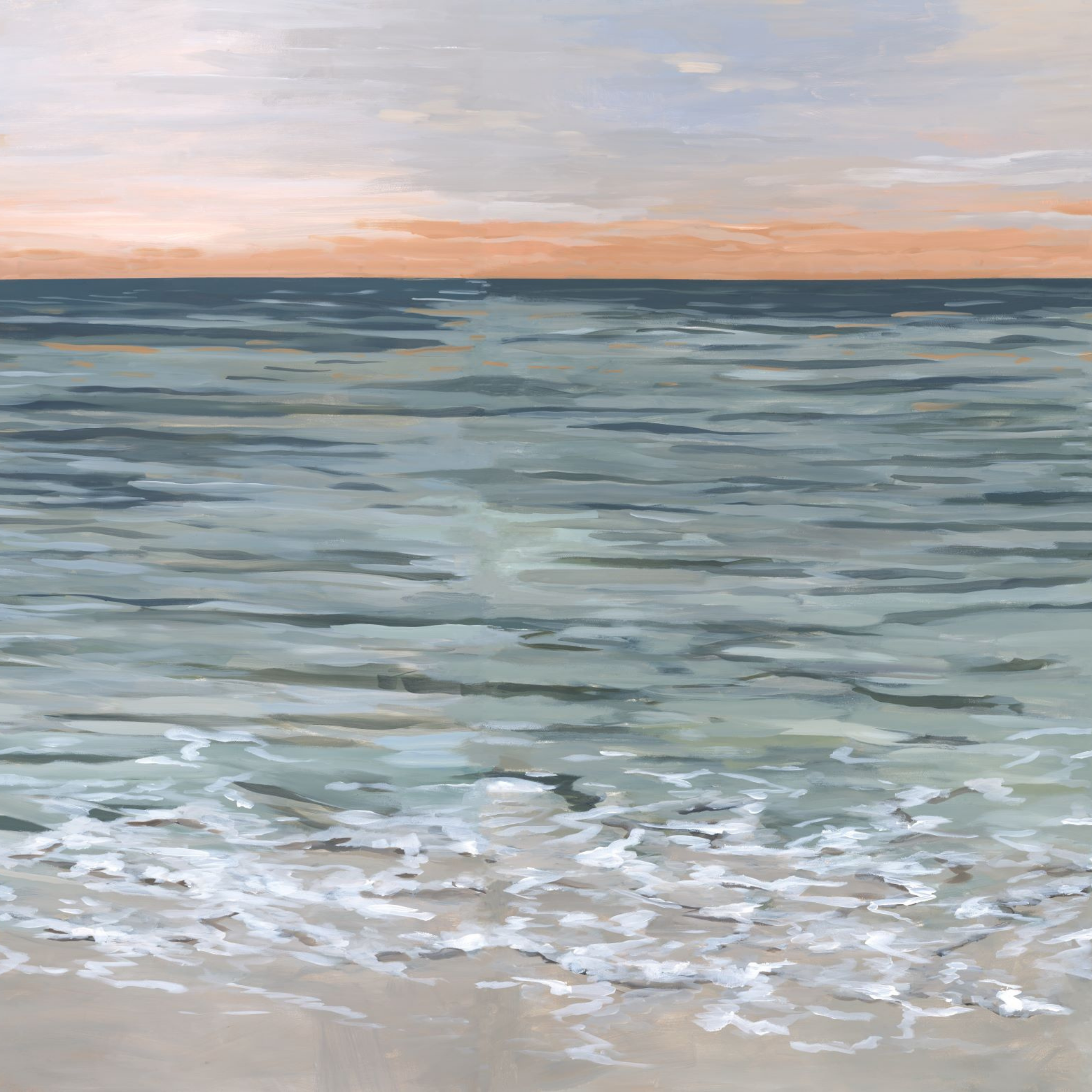 "Wall Blush's New Beginnings Wallpaper enhancing a serene living room ambiance with oceanic hues."