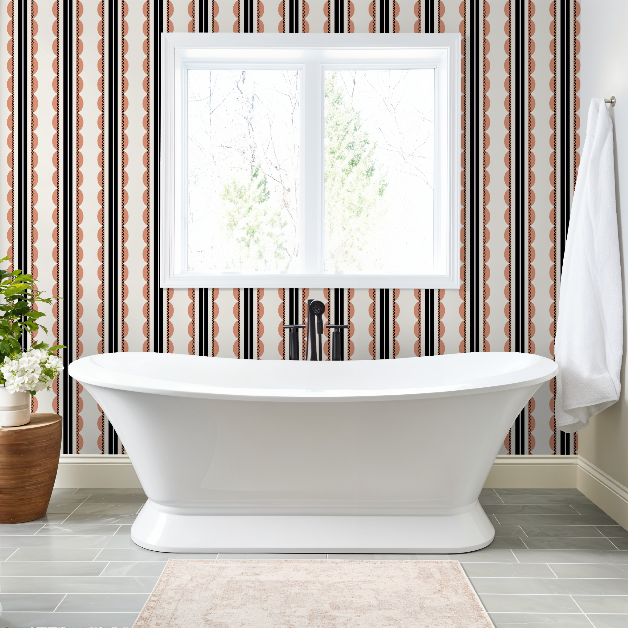 Sunday Scallop (Pink) Wallpaper