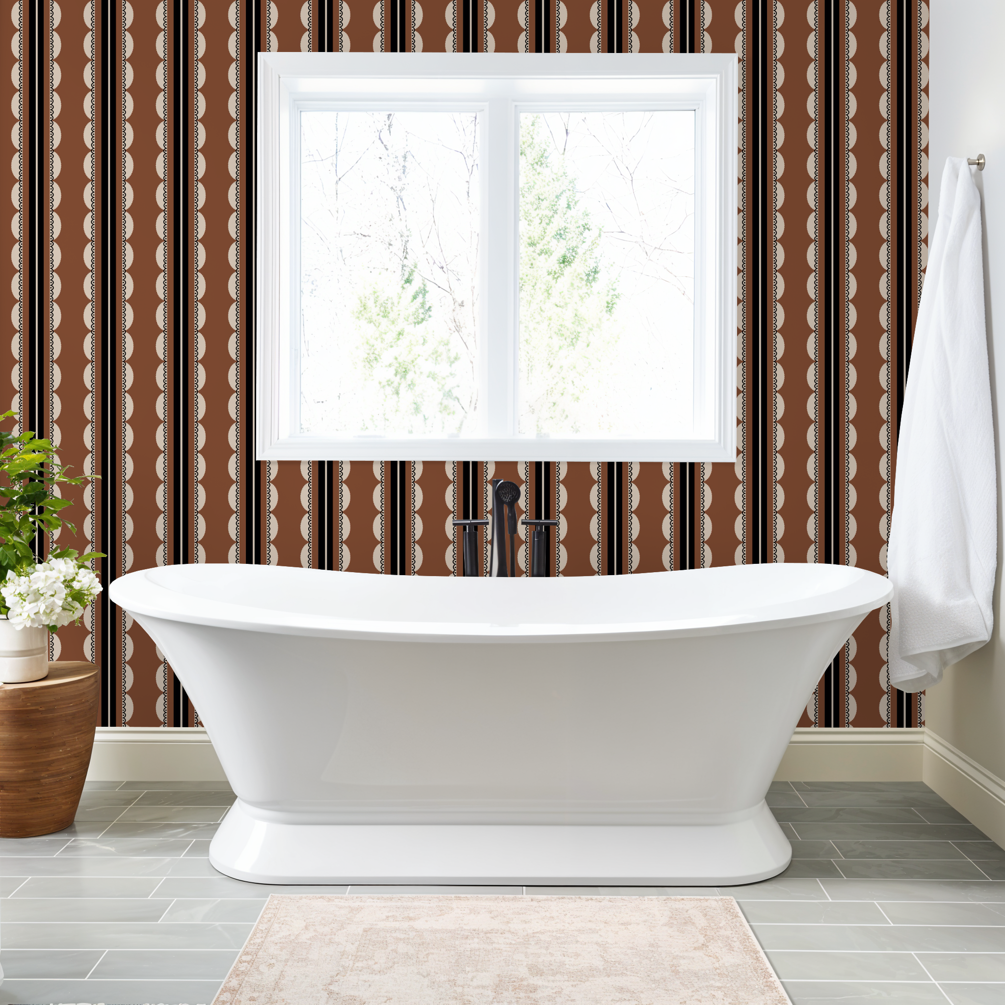 Sunday Scallop (Red) Wallpaper