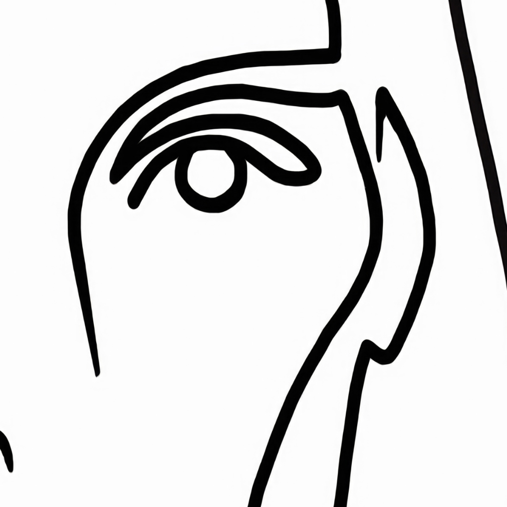It appears there has been a mistake. The image provided does not match the description of a room showcasing the Bella Donna” wallpaper by Wall Blush AW01. The image is a minimalistic line drawing, possibly of a person's profile.
Due to the discrepancy, I am unable to provide an alt text based on the details given. Could you provide the correct image or further instructions?