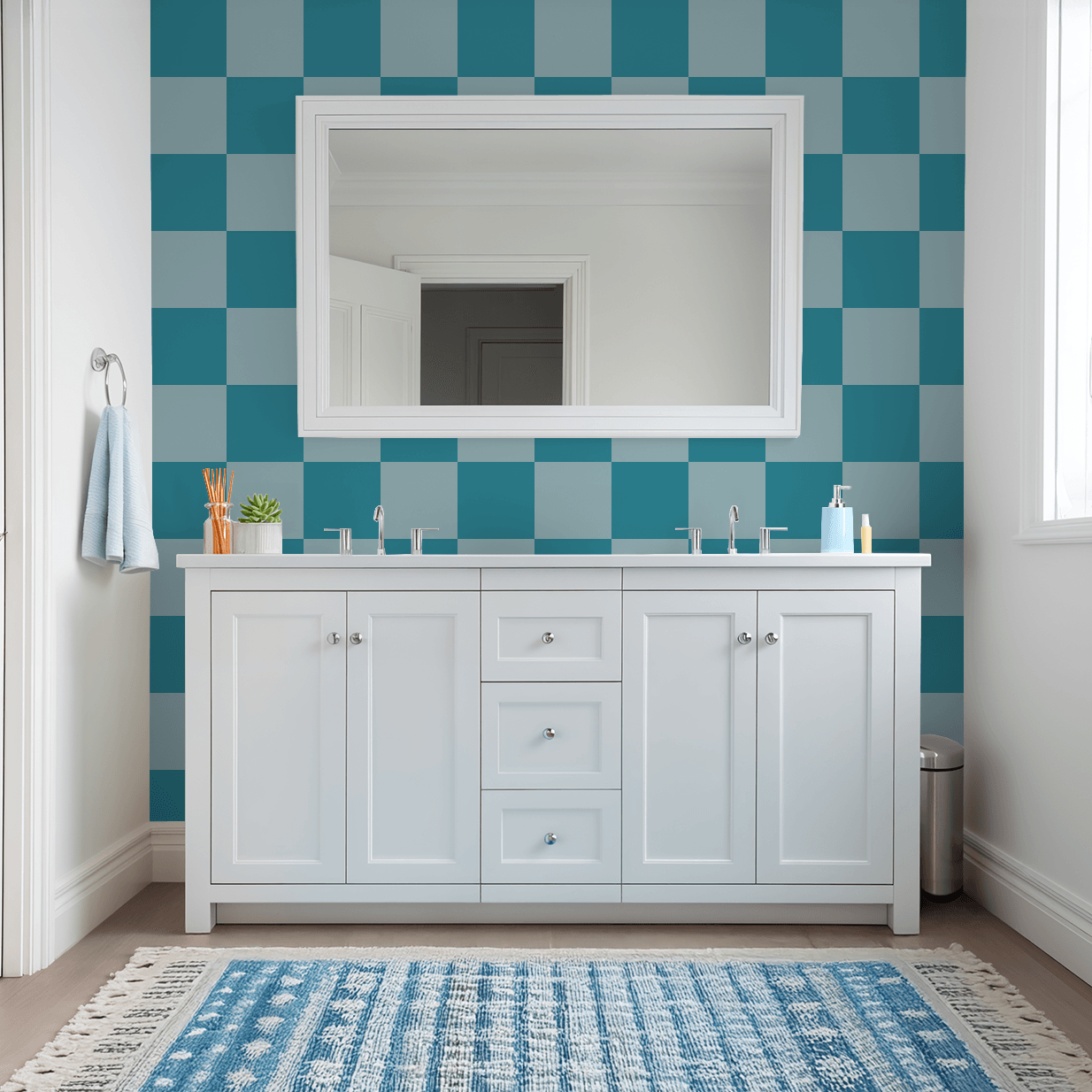 Simply Checker (Blue) Wallpaper