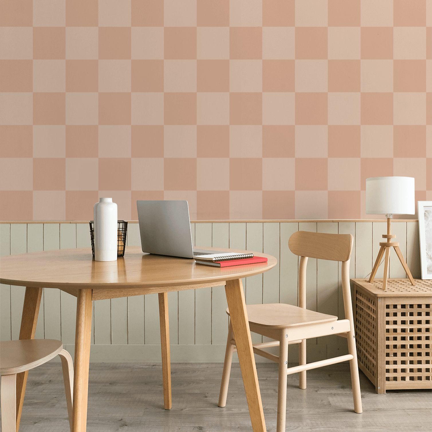 Simply Checker (Peach) Wallpaper