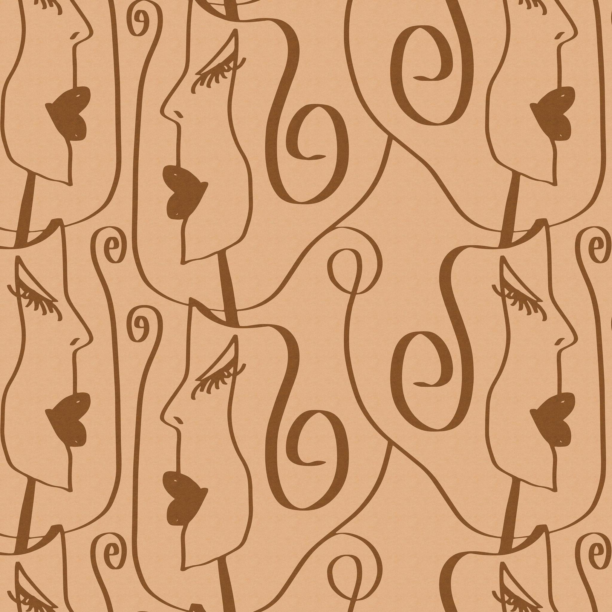 Tess Wallpaper by Wall Blush SG02 featuring artistic faces design in a modern room setting, enhancing decor focus.