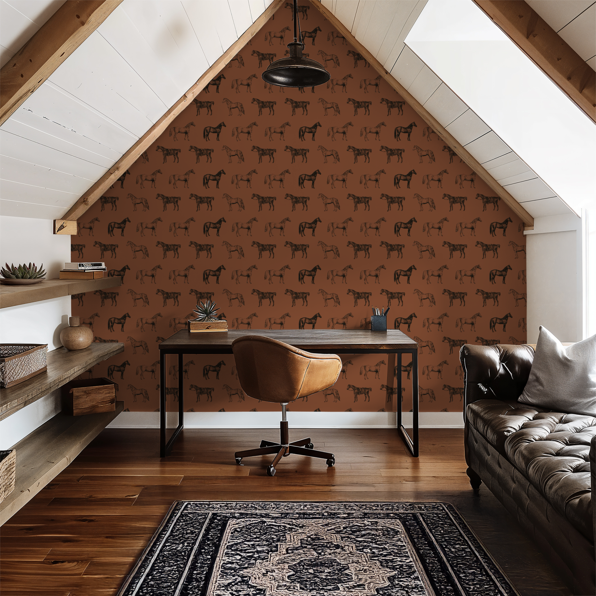 Willowbrook at Dusk (Rust) Wallpaper - 4 FT H X 16 FT W Traditional
