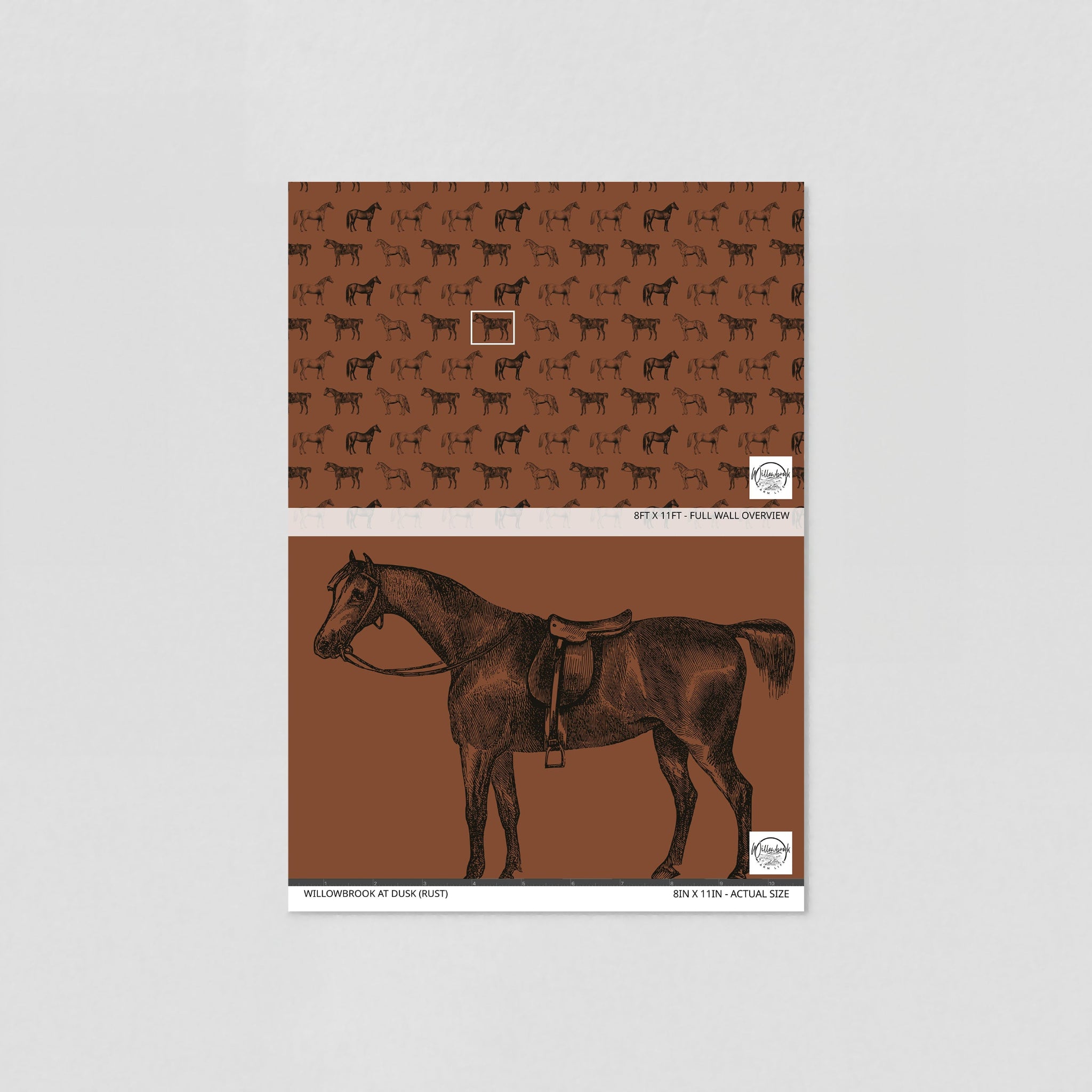 Willowbrook at Dusk (Rust) Wallpaper - 4 FT H X 16 FT W Traditional