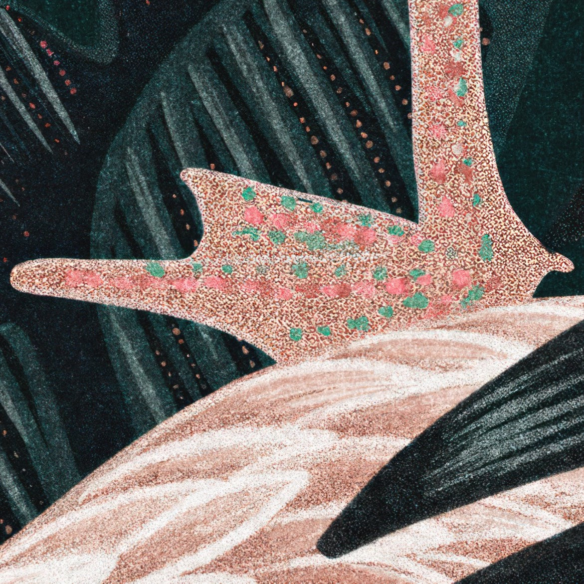 "St. Croix Wallpaper by Wall Blush with glittering pink accents in a modern living room, enhancing wall elegance."