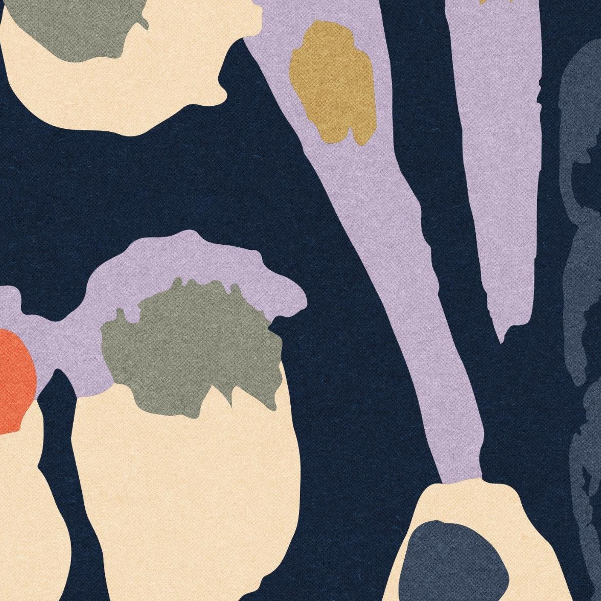 Wall Blush SG02 Bindi Wallpaper featuring bold abstract pattern in a modern living room setting.