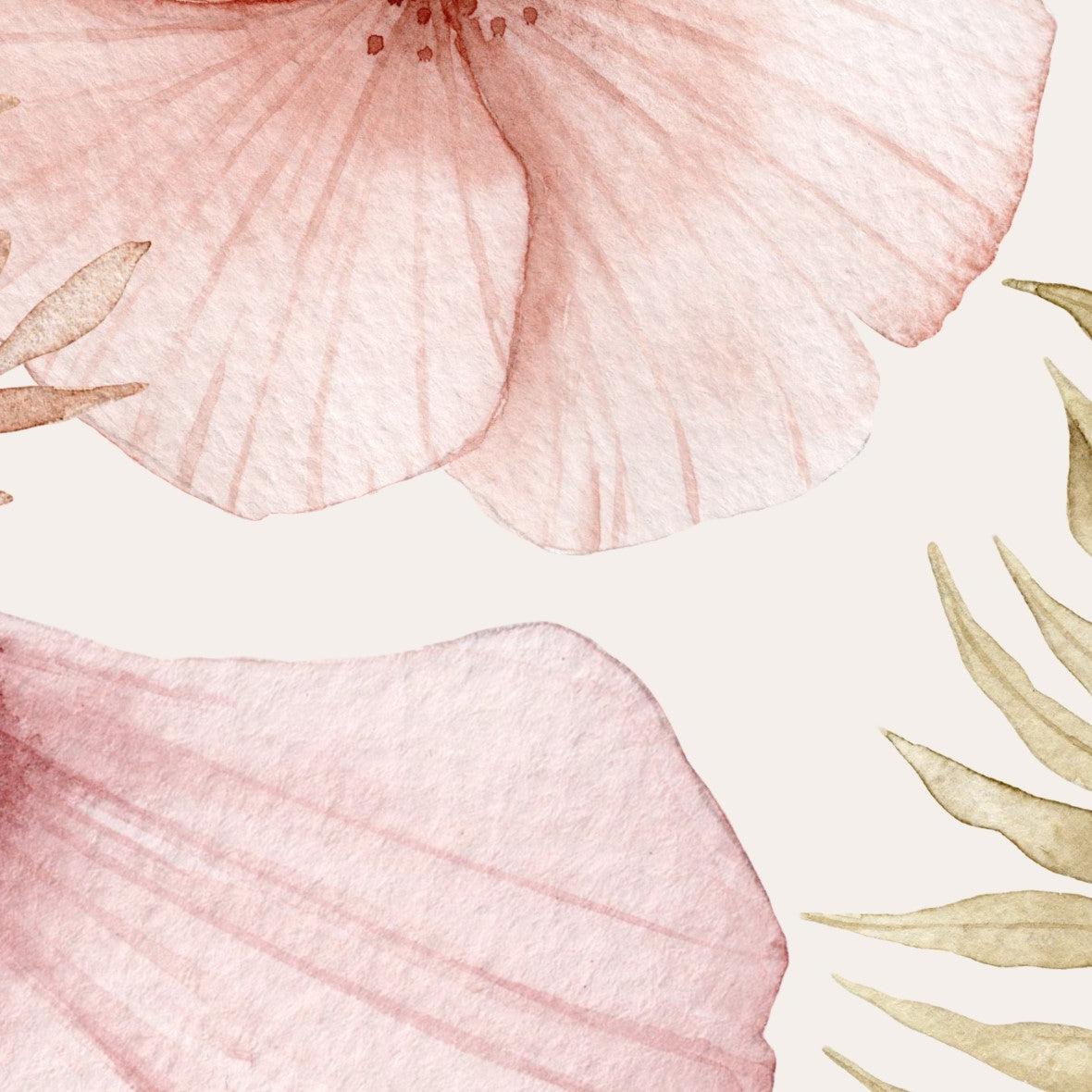 Fresh and elegant Rosé Wallpaper by Wall Blush SG02 featured in a chic bedroom setting highlighting the botanical design.