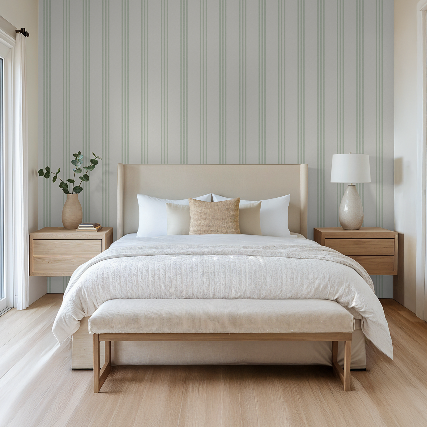 The Andrew Medium (Light Green) Wallpaper - 10 FT H X 16 FT W Luxe Peel and Stick