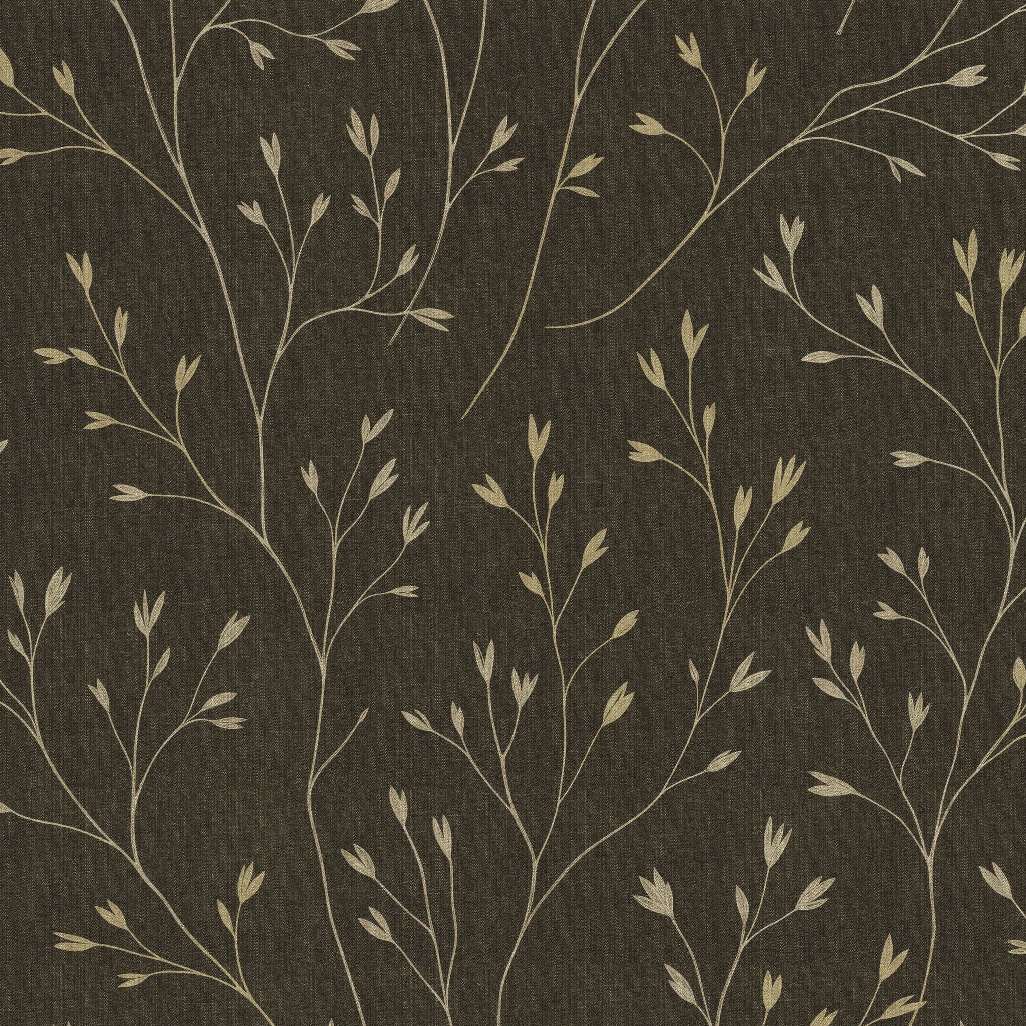 Ashwood wallpaper with cream branches on earthy brown background