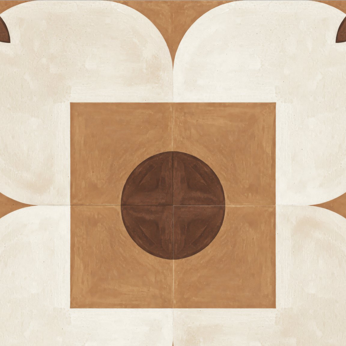Beigora terracotta and cream geometric wallpaper with curved patterns