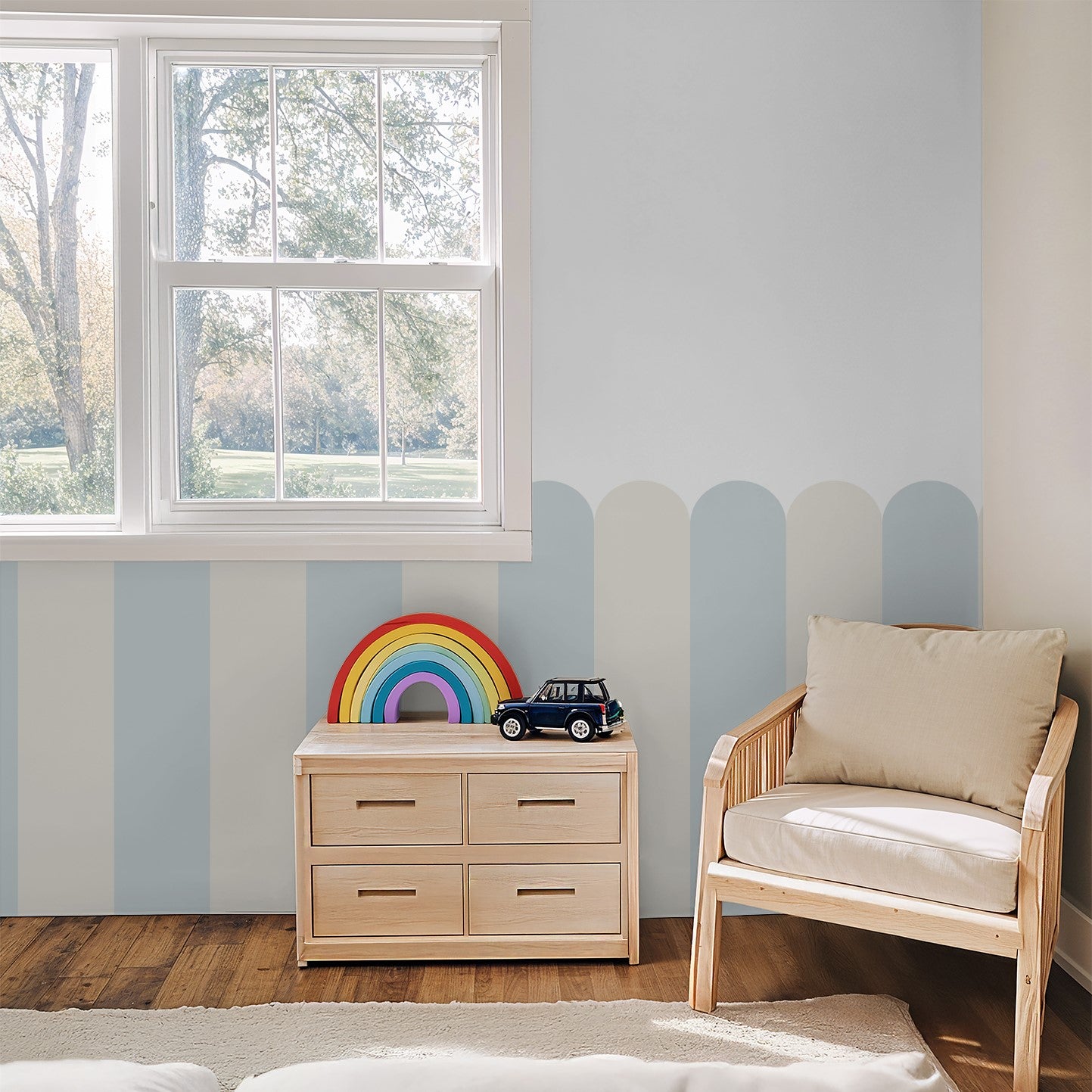 Playful Pickets (Light Blue) Wallpaper - 4 FT H X 42.75 FT W LUXE P&S