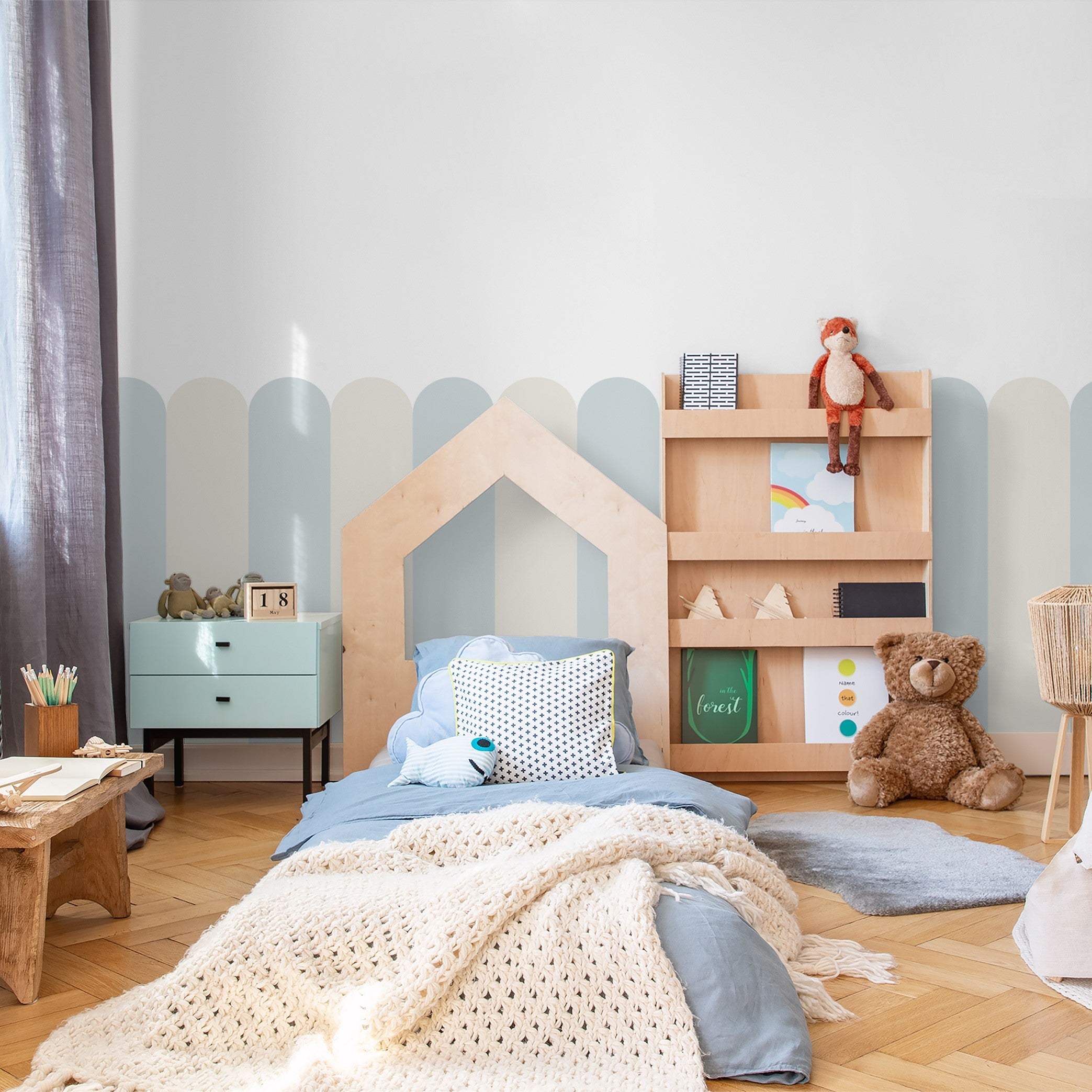 Playful Pickets (Light Blue) Wallpaper - 4 FT H X 42.75 FT W LUXE P&S