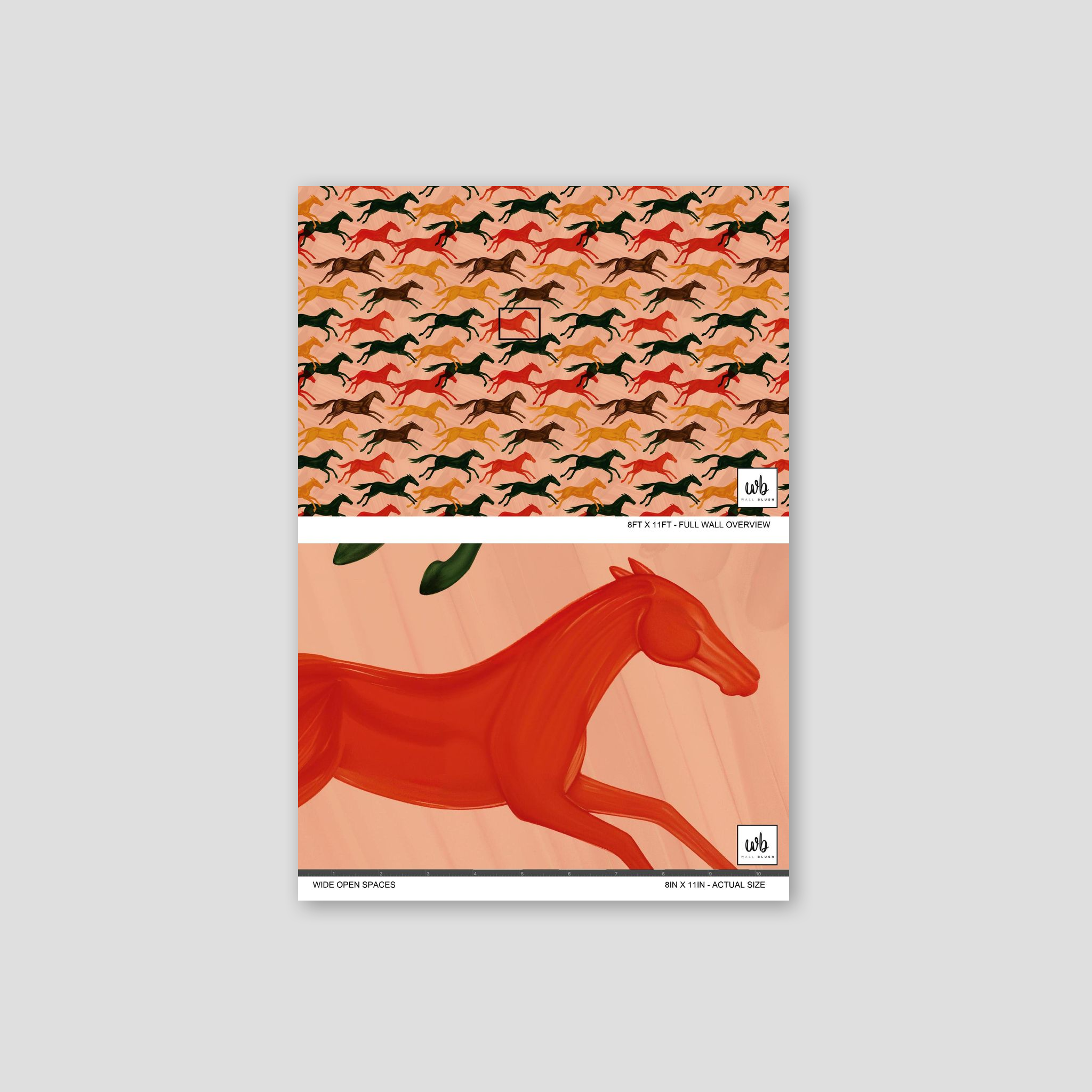 Colorful horse pattern wallpaper with vibrant hues, playful and dynamic design.